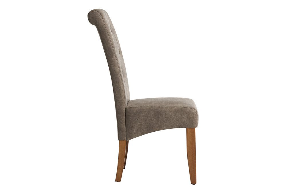 riess-ambiente Esszimmerstuhl CASA taupe/natur - Microfaser-Bezug, Massivholzbeine aus Pinie (Einzelartikel, 1 St), bequeme Polsterung & Knopfheftung - ideal für Deinen Chesterfield-Look