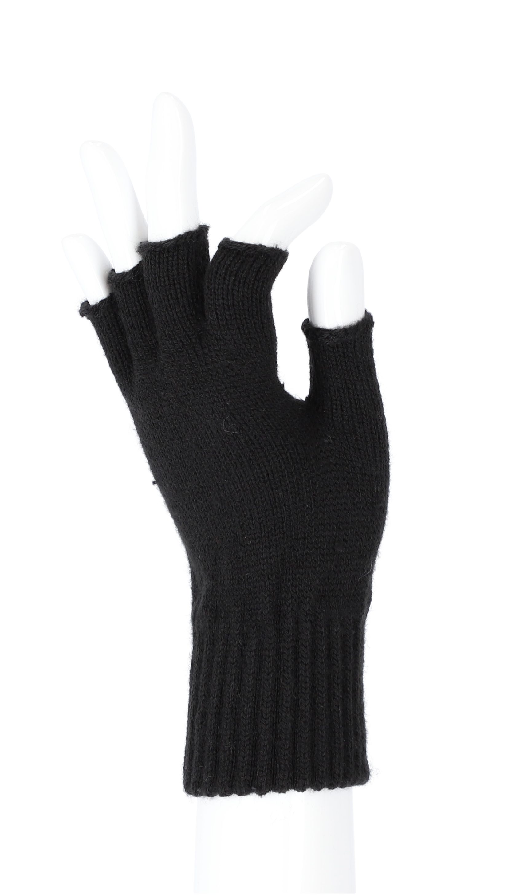 halsüberkopf Accessoires Strickhandschuhe Strickhandschuhe Damen Strickhandschuh 1/2 Finger schwarz