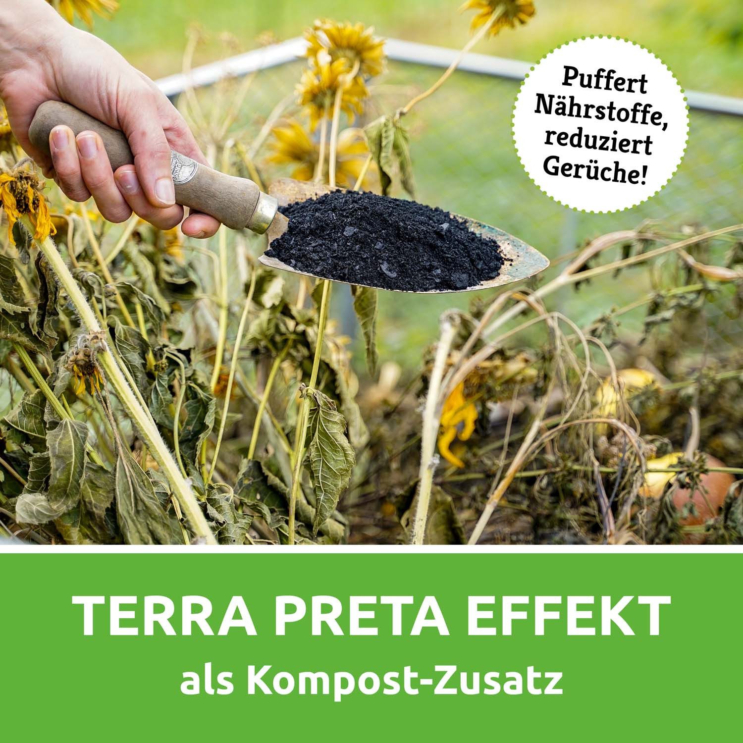 Fischer's EM-Chiemgau Bodenverbesserer RoPro-Streu Bio Pflanzenkohle, Lose abgefüllte Pflanzenkohle mit mikrobieller Voraktivierung., Mikrobiell voraktivierte Bio-Pflanzenkohle