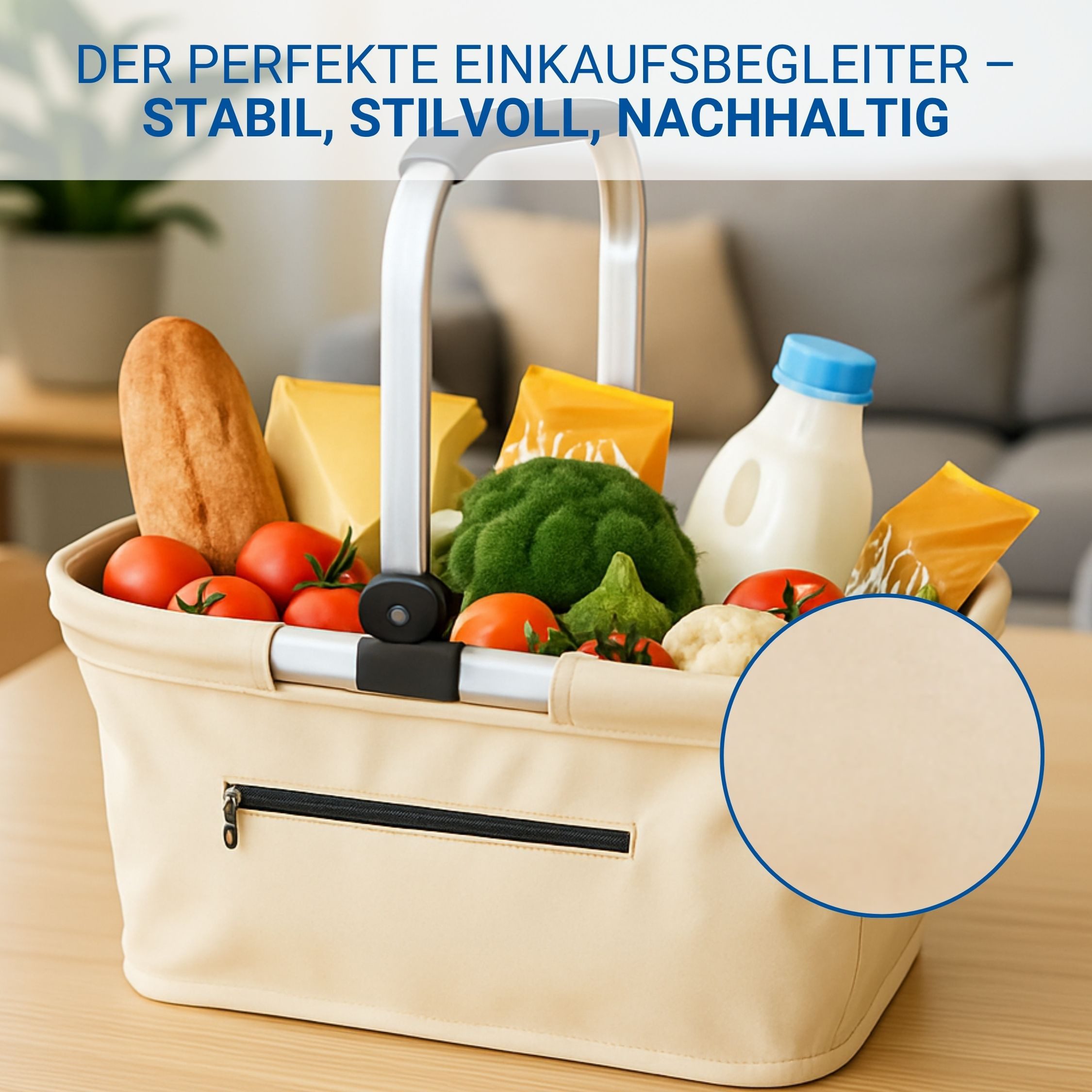 elasto Tragetasche Einkaufskorb mit Henkel ca. 30 L - faltbarer Korb mit Soft Griff