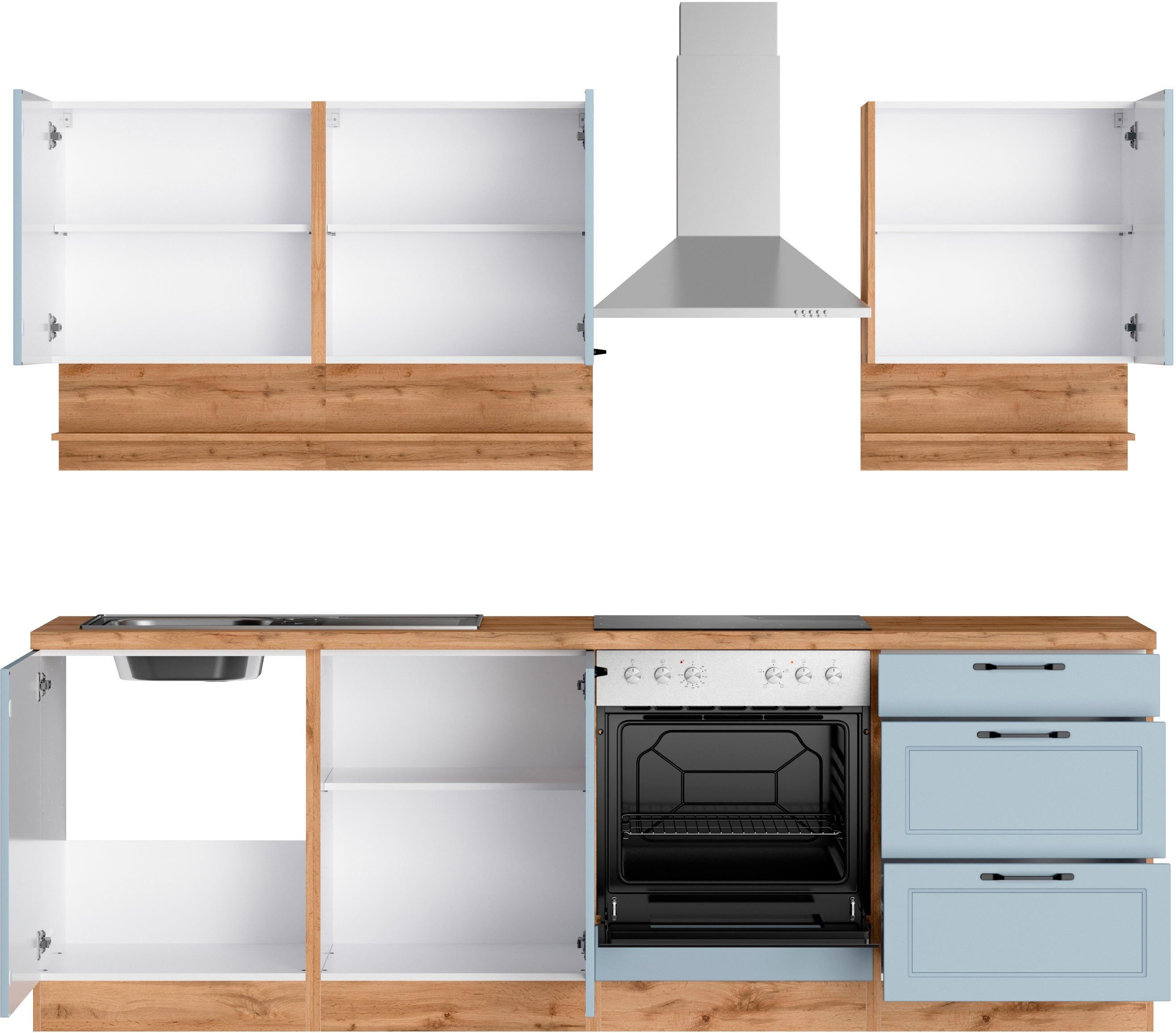KOCHSTATION Küchenzeile KS-Lana, 240 cm breit, wahlweise mit oder ohne E-Geräte