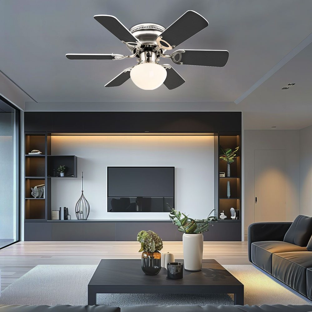 etc-shop Deckenventilator, Deckenventilator Deckenlampe LED Sommer Wintermodus Zugschalter D 76cm