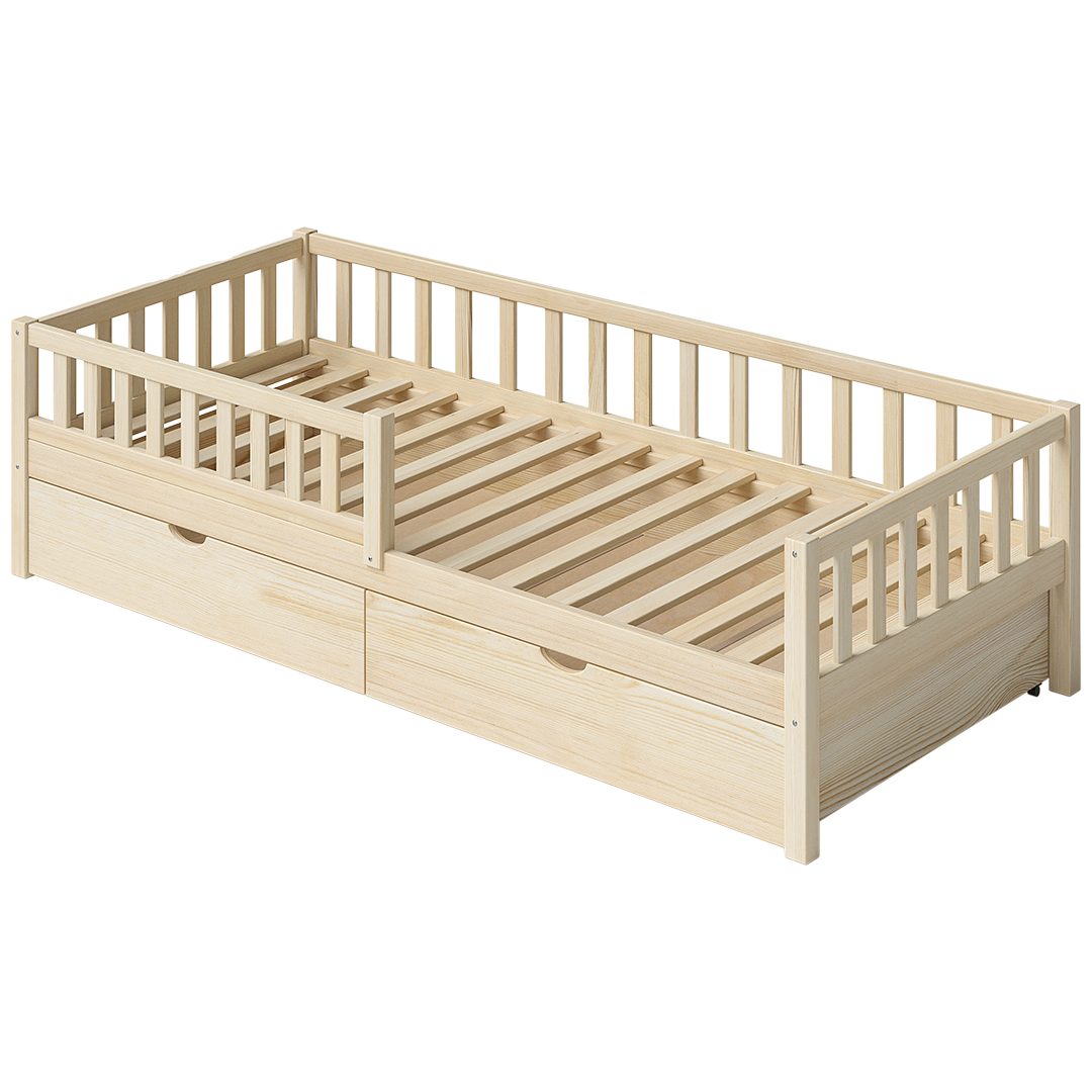 Bellabino Kinderbett Vils mit Lattenrost und Rausfallschutz 90x200 cm (natu günstig online kaufen