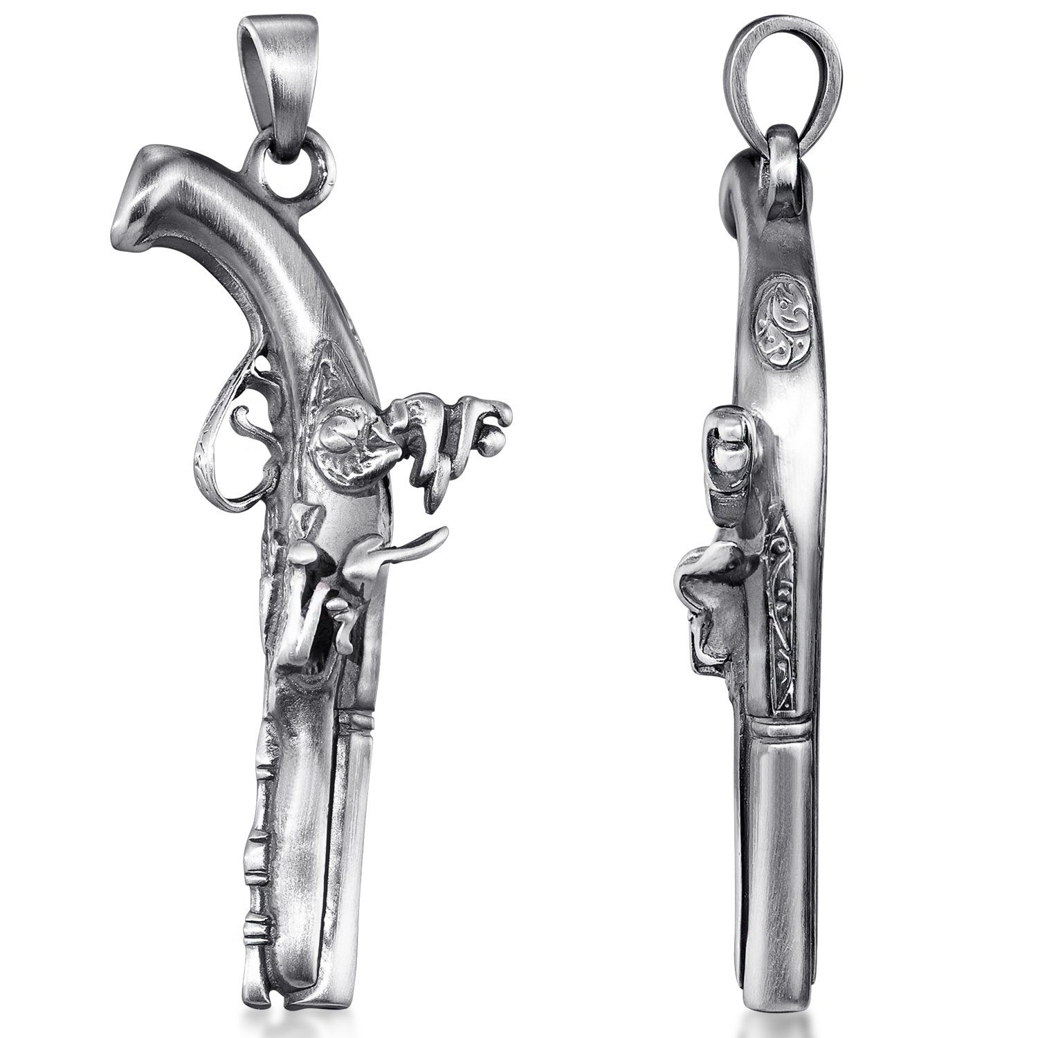 KA-196, Revolver Antik / Kettenanhänger Pistole rhodiniert geschwärzt Herren 925 Silber, Sterling Materia