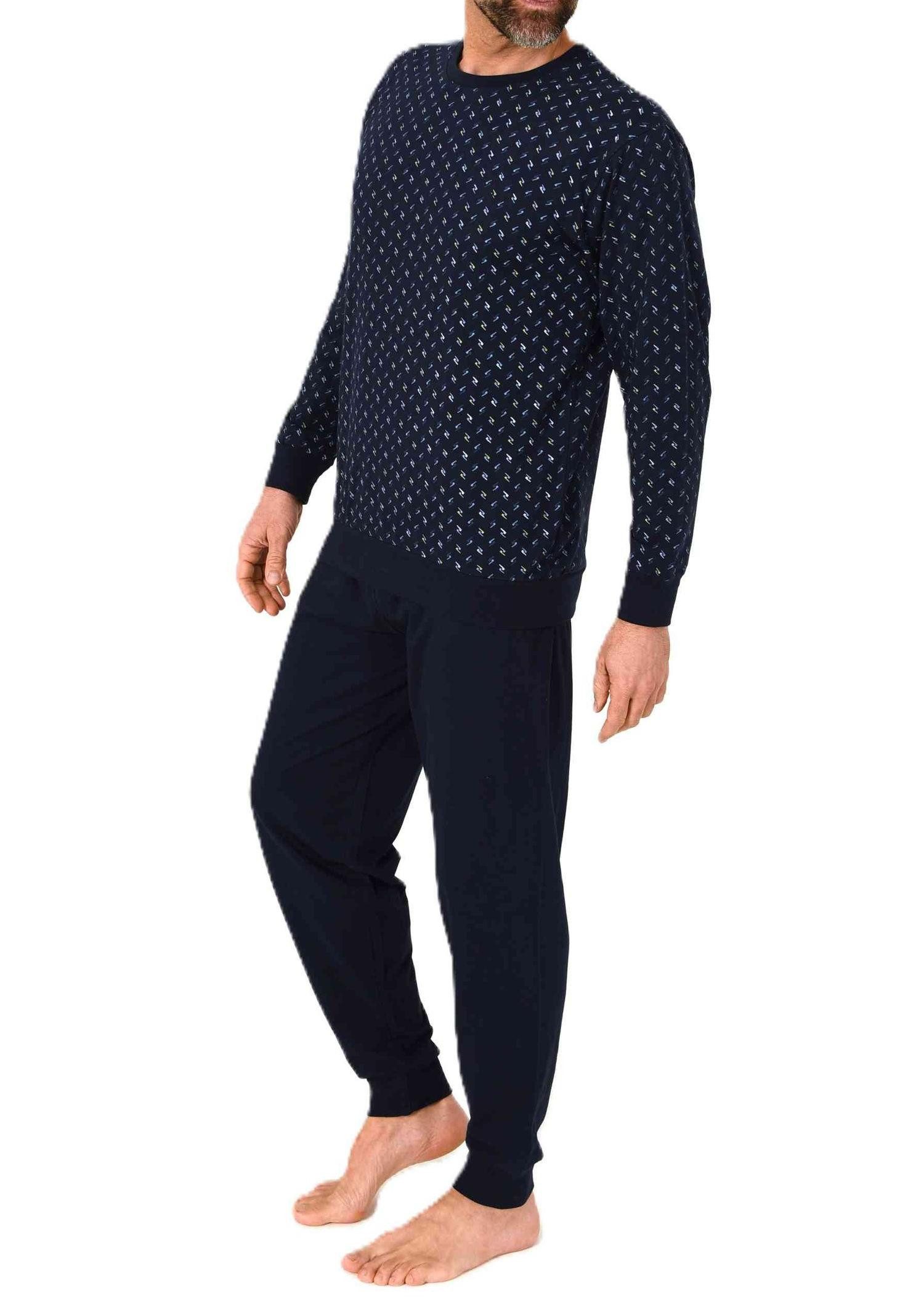 Normann Pyjama Normann Herren langarm Schlafanzug mit Bündchen in edler Optik – Bild 2 von 4