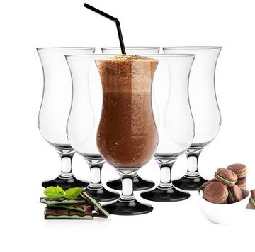 Sendez Cocktailglas 6 Stück Cocktailgläser 480ml mit schwarzem handgemalten Fuß Longdrink Trinkglas, Glas