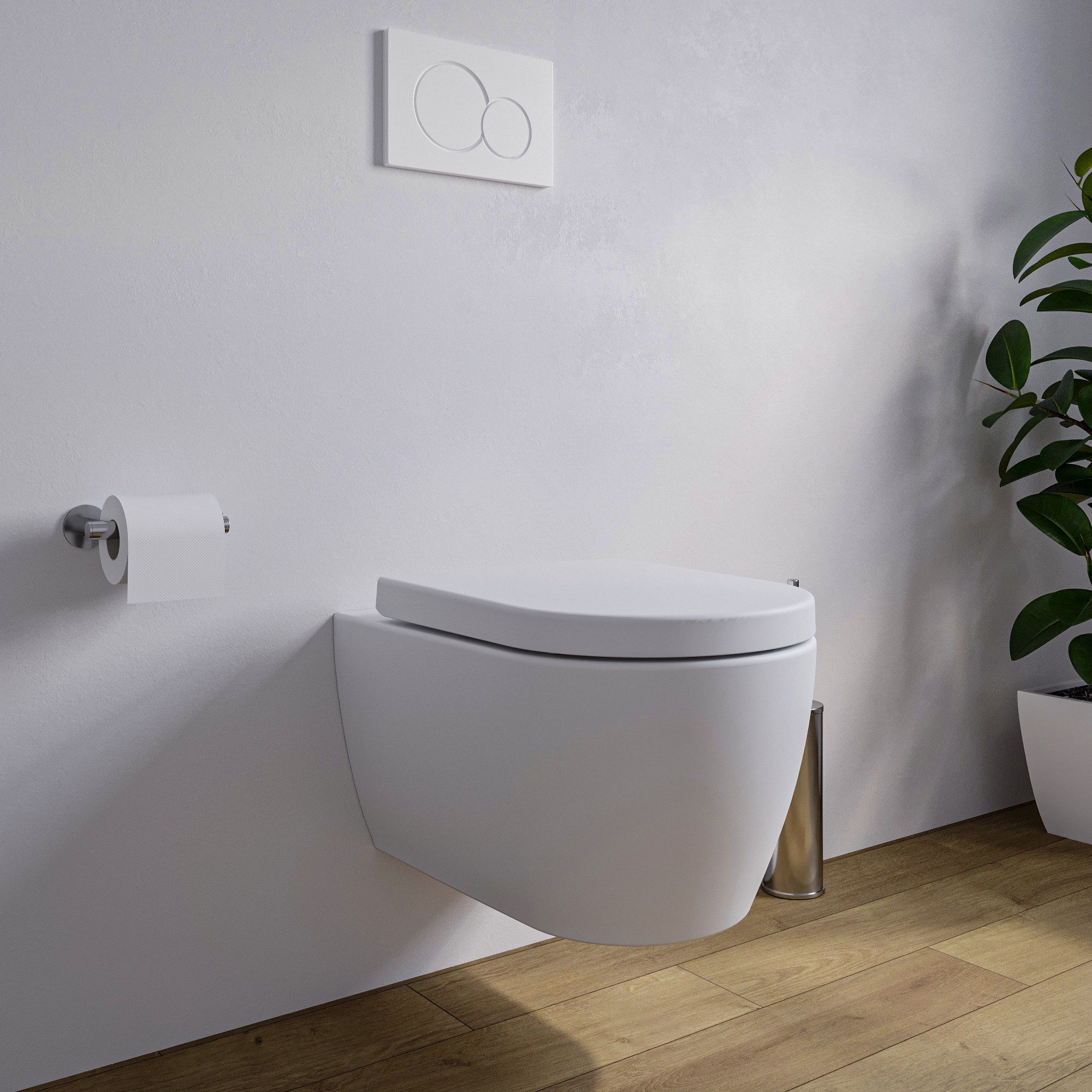 Bernstein Tiefspül-WC NT2038, Wandhängend, Wand-WC kurz 48cm Spülrandlos Nano Softclose