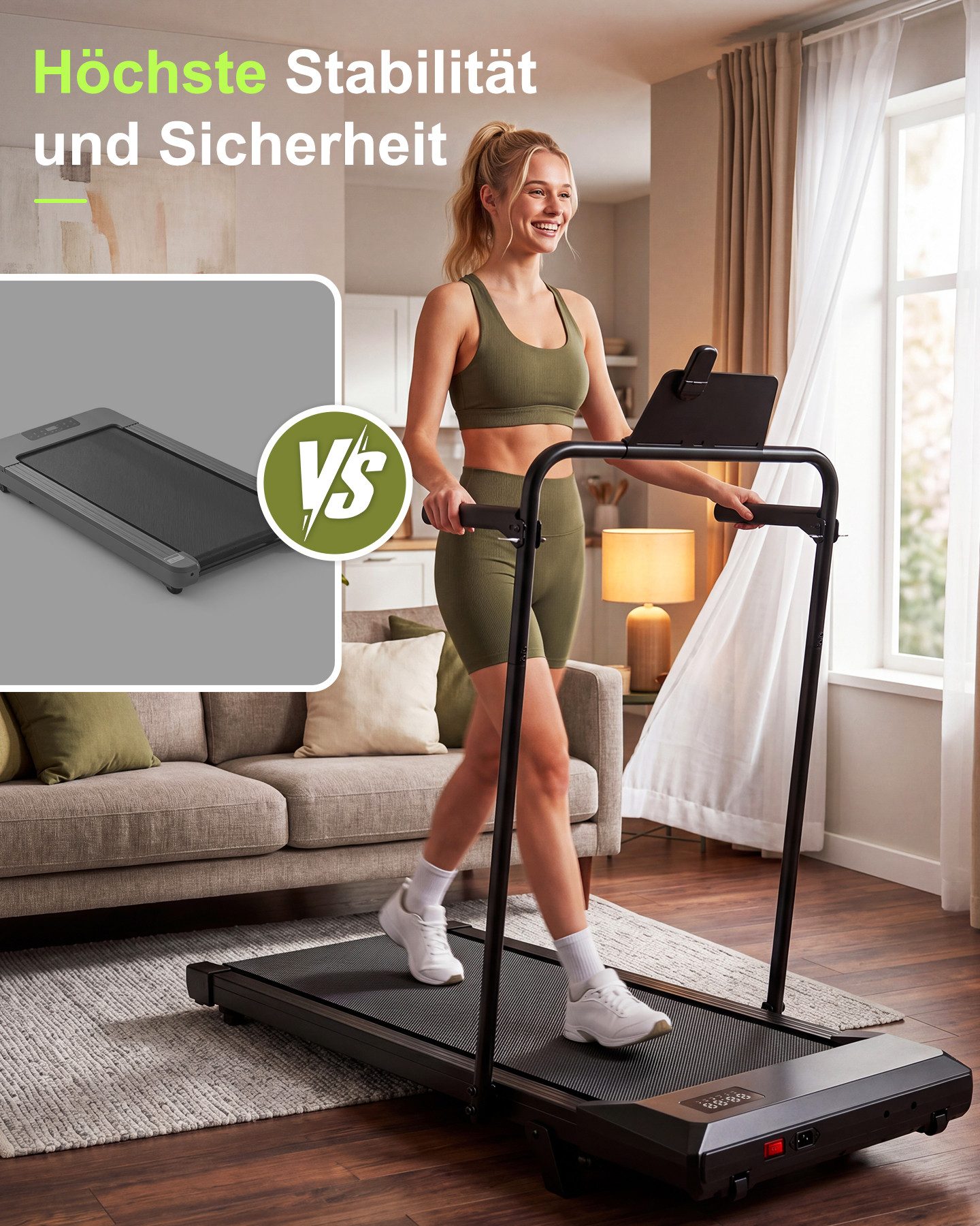 DEERRUN Laufband DeerRun Walking Pad mit 6% Steigung Laufband mit App bis 136 kg
