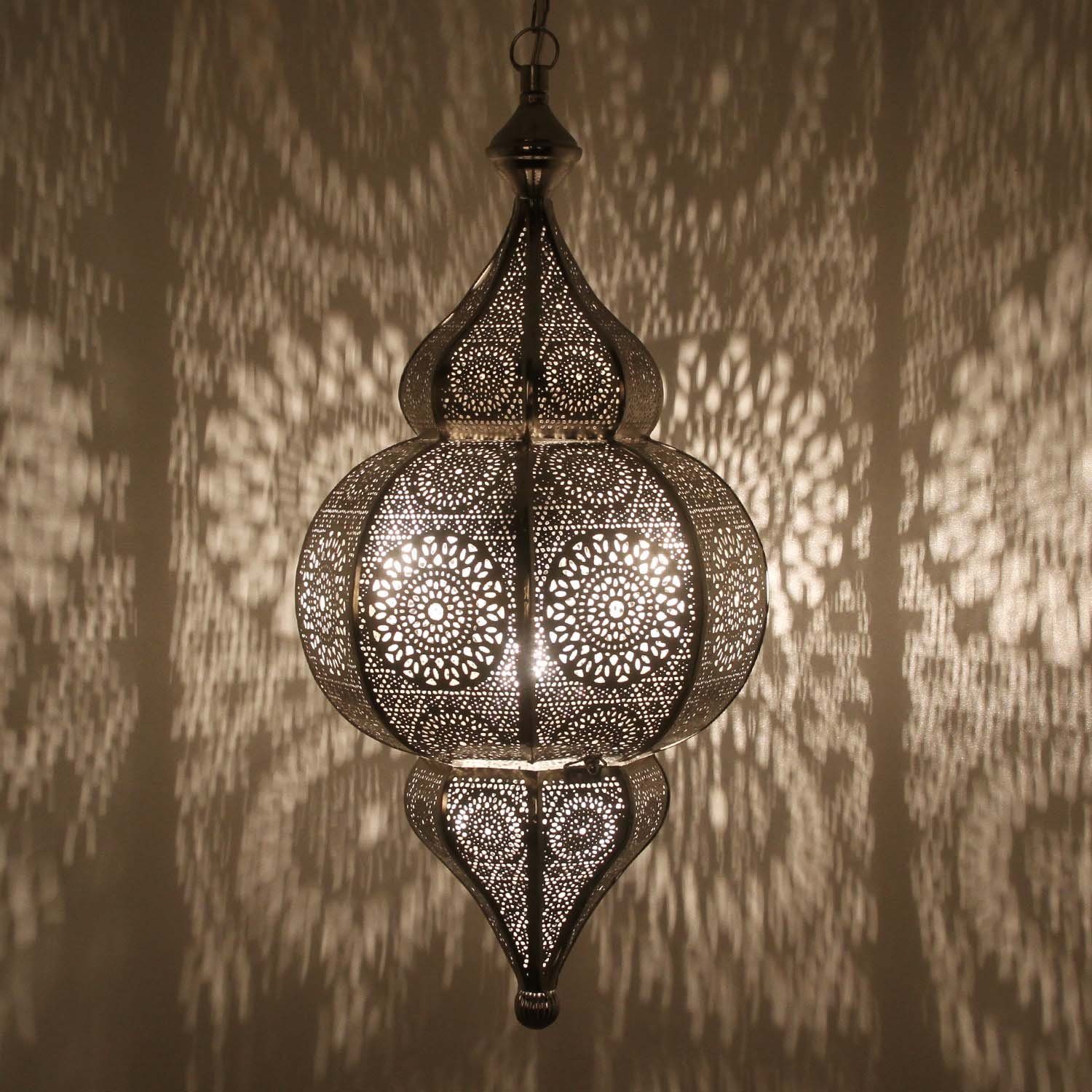 prachtvolle Pendelleuchte mit Casa Moro Silber ohne Lampe Orientalische H LN2010 cm, Kette Melisa Deckenleuchte Leuchtmittel, und Baldachine, 54
