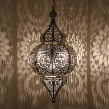 Casa Moro Pendelleuchte »Orientalische Lampe Melisa Silber H 54 cm mit E27 Fassung Kette & Baldachin, Prachtvolle Deckenleuchte wie aus 1001 Nacht, Kunsthandwerk aus Marokko, LN2010«, LN2010