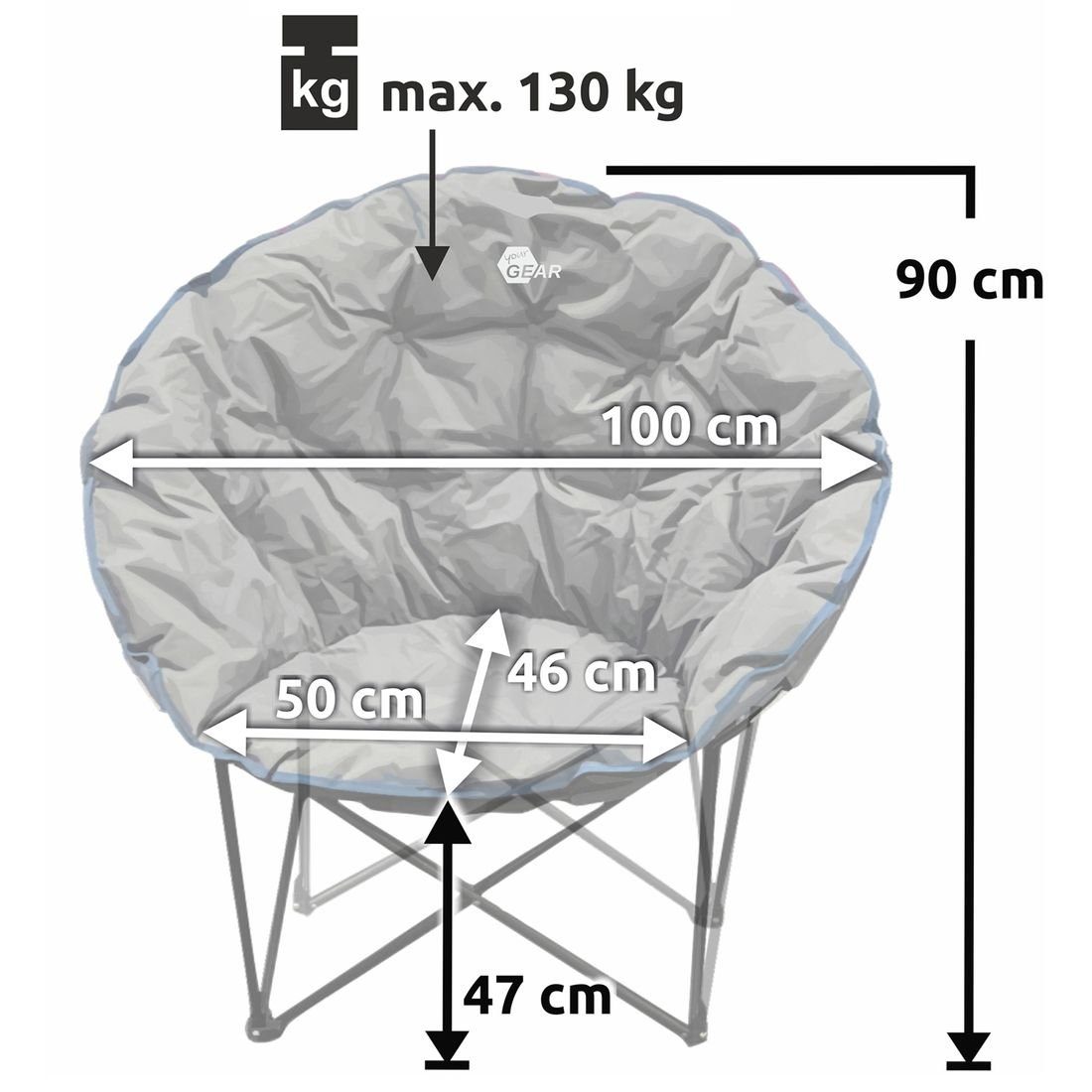 yourGEAR - 100cm Moon 130kg Chair XXL faltbarer Outdoor Faltstuhl Klappstuhl ø Sessel yourGEAR Campingstuhl max Ortona -