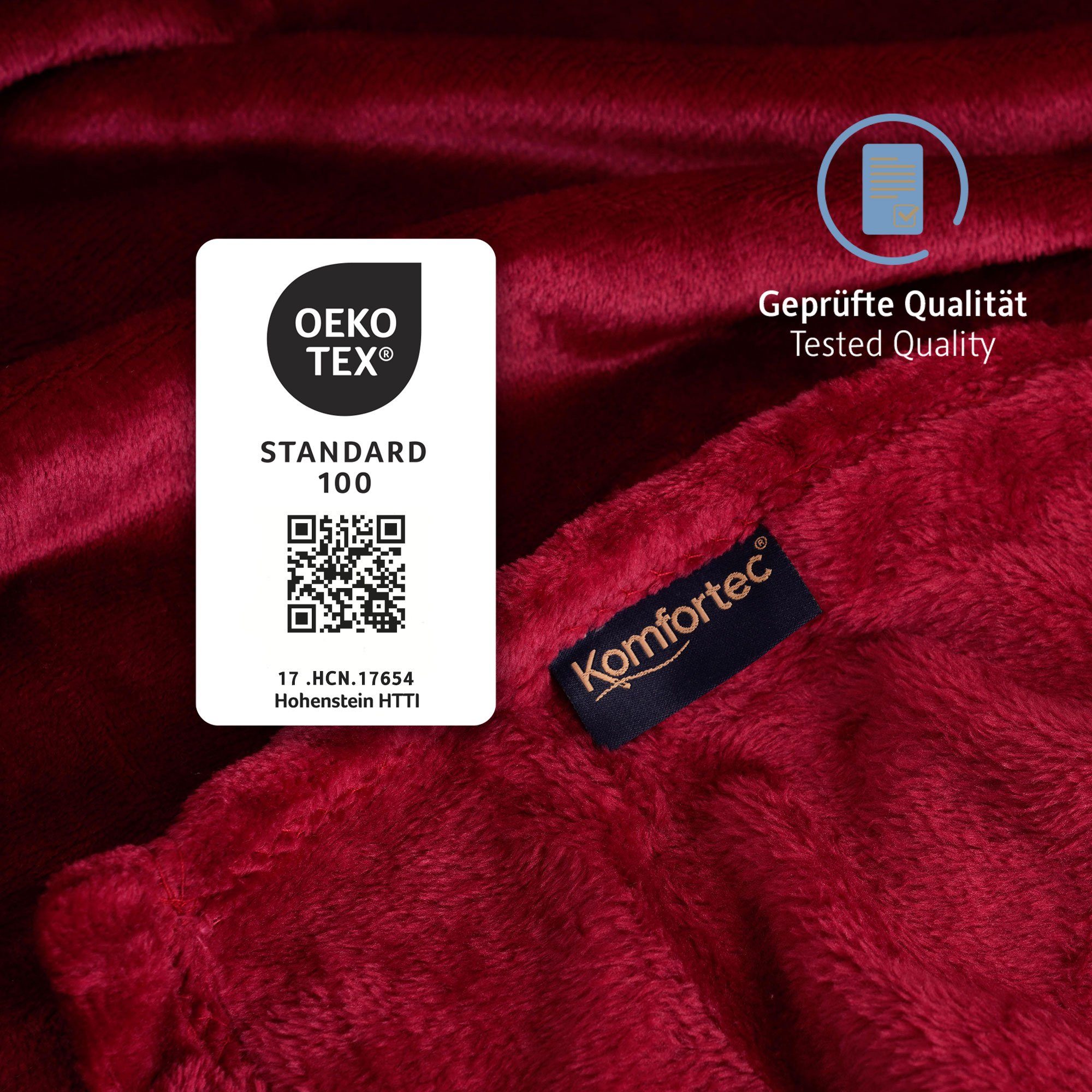 Wohndecke Extra Warme Flauschige Kuscheldecke(450 g/m), Oeko-TEX Zertifiziert, Komfortec, Super Weiche Fleecedecke, Allergiker geeignet