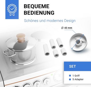 VIOKS Schalter Drehknopf Knebel universell, 43mmØ weiß mit Adaptern für Backofen