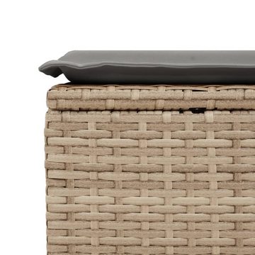 vidaXL Hocker Gartenhocker mit Kissen Beige 55x55x37 cm Poly Rattan