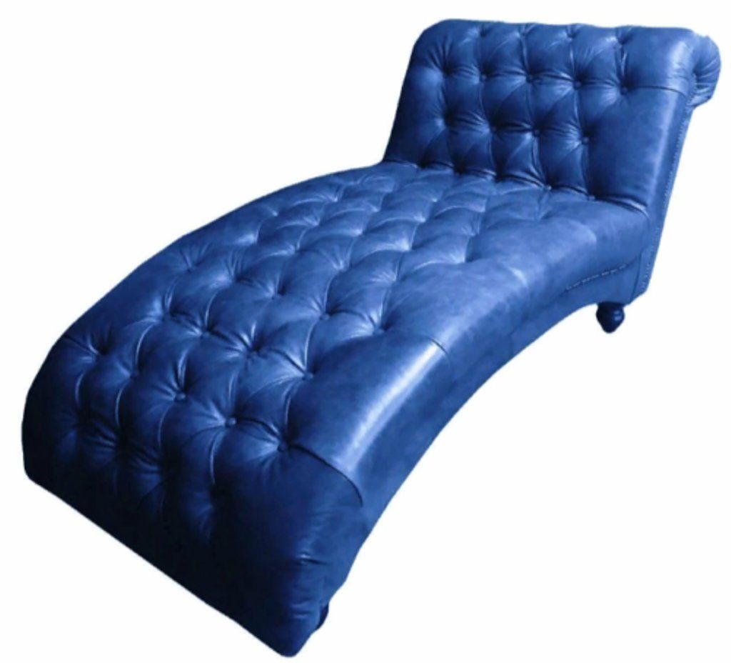 JVmoebel Chaiselongue Brauner Chesterfield Chaiselongue Liege Luxus Design Neu, Made in Europe Blau