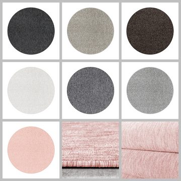 Teppich Unicolor - Einfarbig, Teppium, Rund, Höhe: 7 mm, Runder Schlingen Teppich Wohnzimmer Einfarbig Meliert Optik