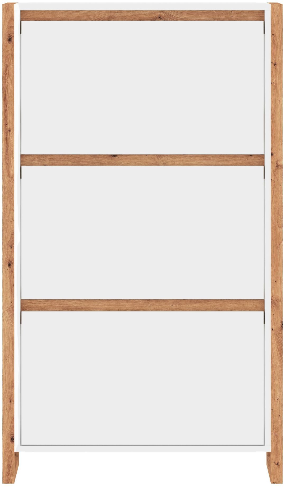 Finori Schuhkipper Denver 49A, weiß / Dekor Artisan Oak melaminbeschichtet HxBxT 125x70x25 cm