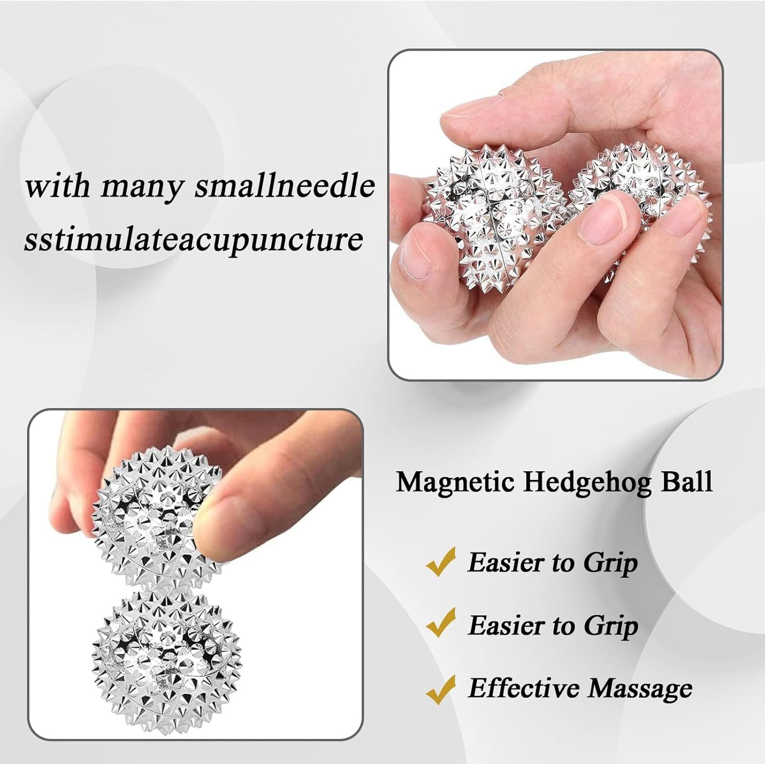 FELIXLEO Massageball 6 Stück Akupressur Massagebälle Igelball Metall 32mm ABS, 1-tlg. – Bild 3 von 5