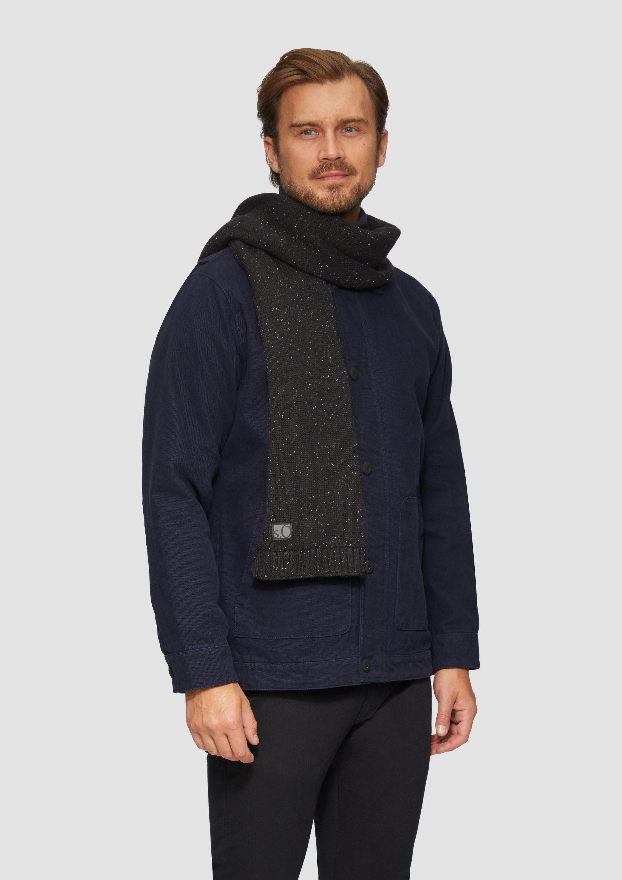 s.Oliver Schal Tuch, Melierter Strick-Schal mit Logo-Detail günstig online kaufen