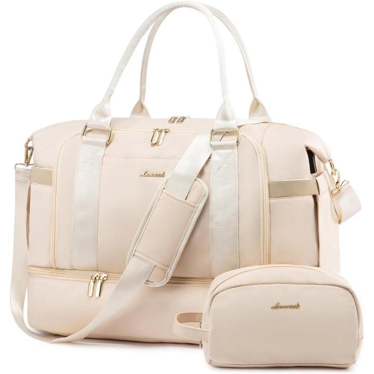 Sporttasche Sporttasche Damen Reisetasche mit Schuhfach, Nassfach Beige