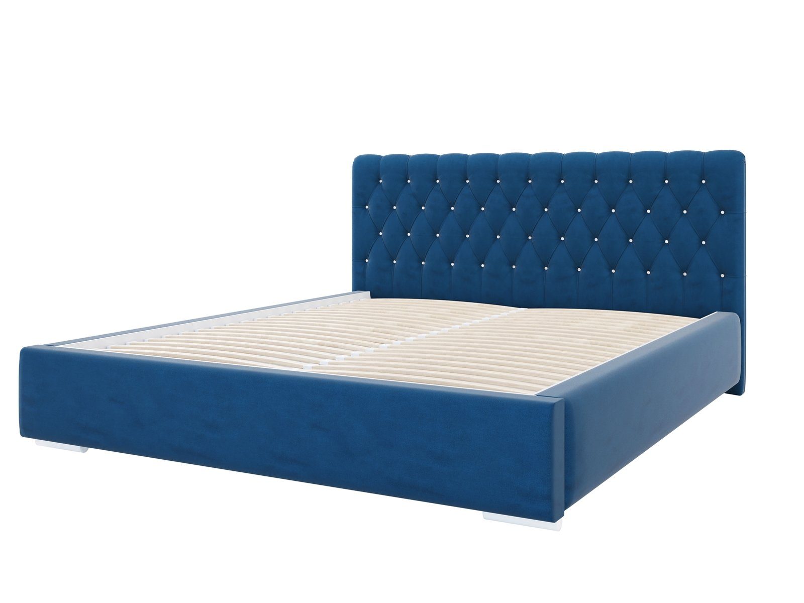 Beautysofa Marineblau 09) Liegehöhe, Lattenrost, Gasflaschen (kronos Doppelbett), (Bett, auf Holzgestell Boxspringbett KLAUS komfortable mit