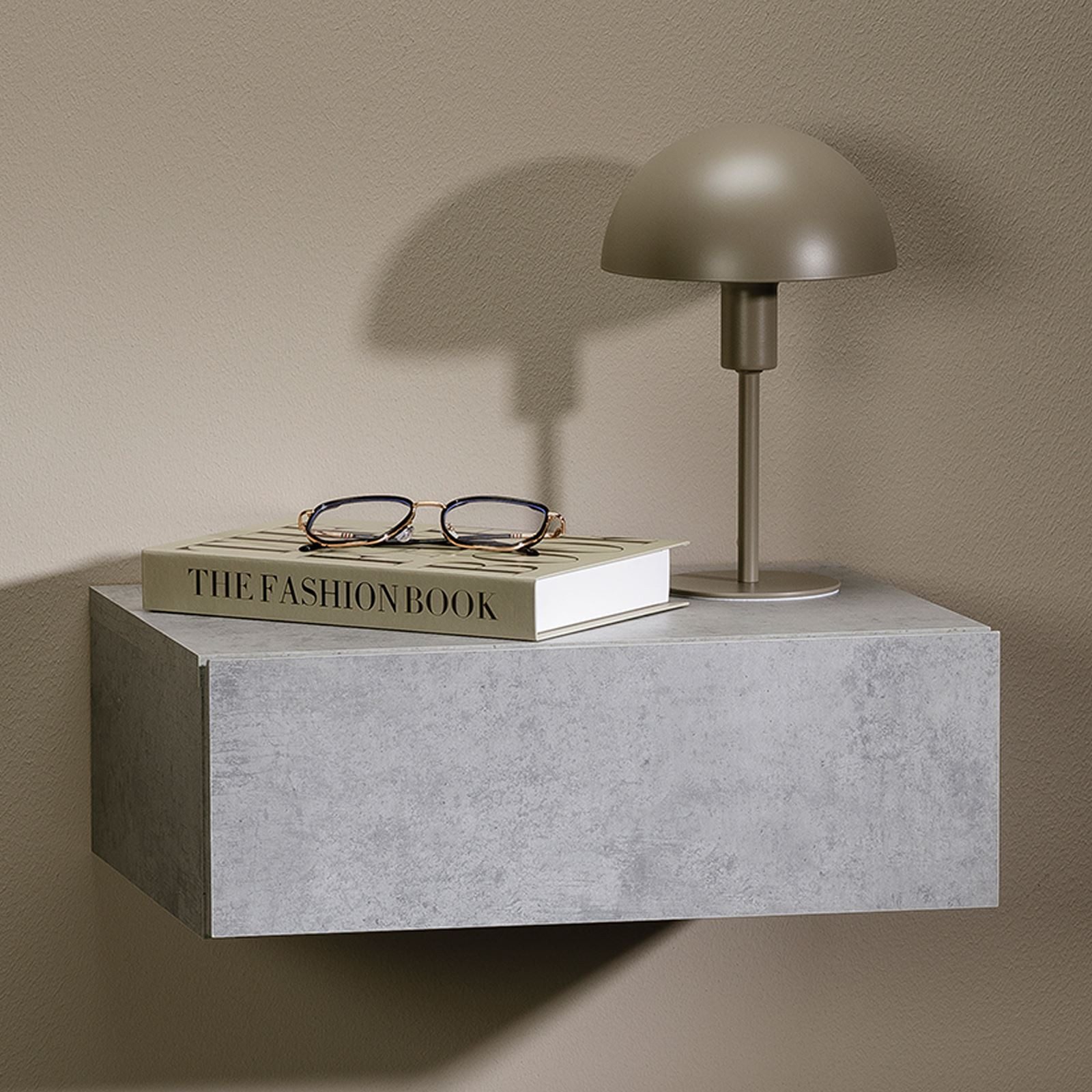 CARO-Möbel Nachtkommode ANNE, Hängender Nachttisch mit Schublade, schwebendes Wandregal betonoptik