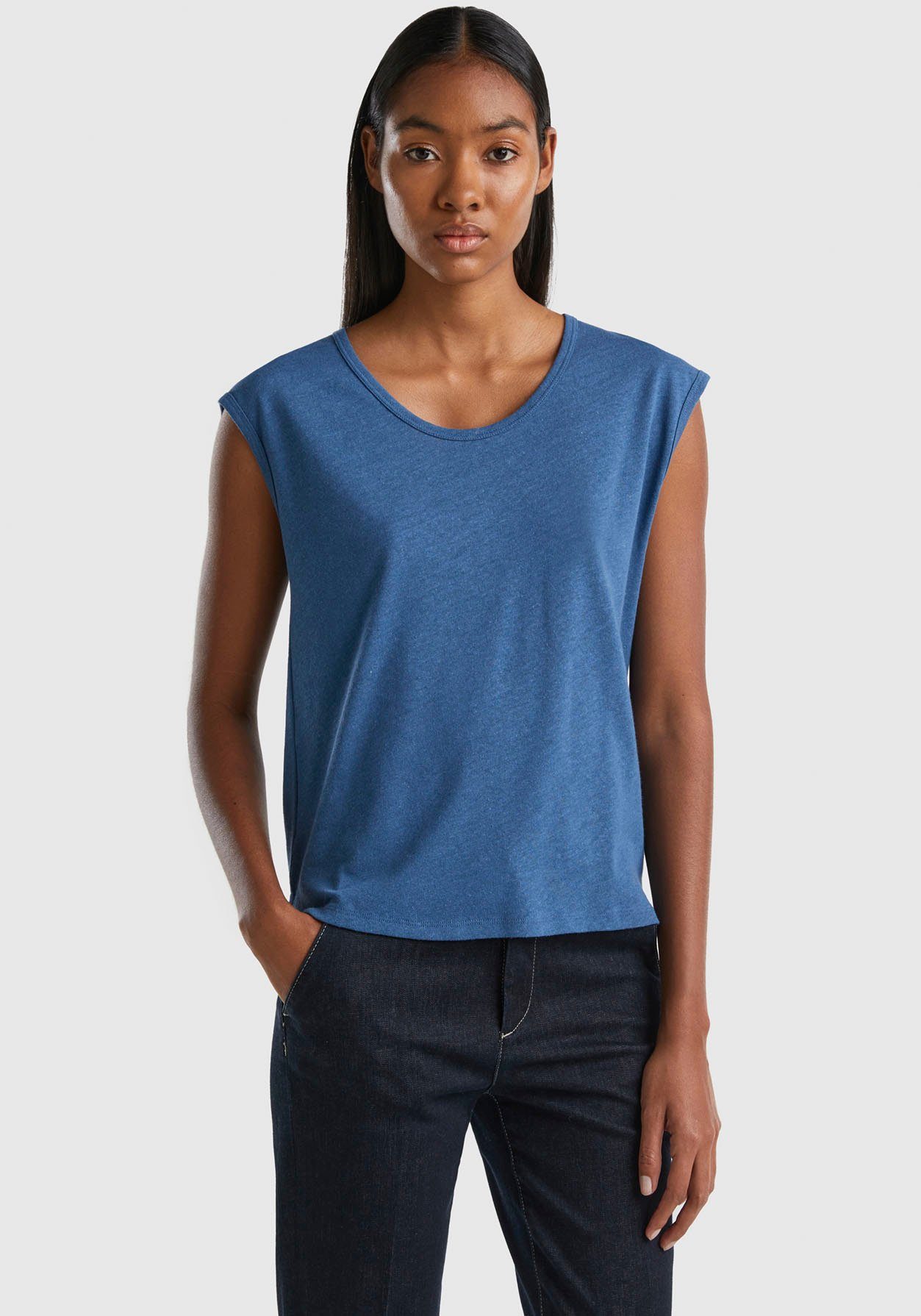 United Colors of Benetton T-Shirt mit Rundhalsausschnitt blau