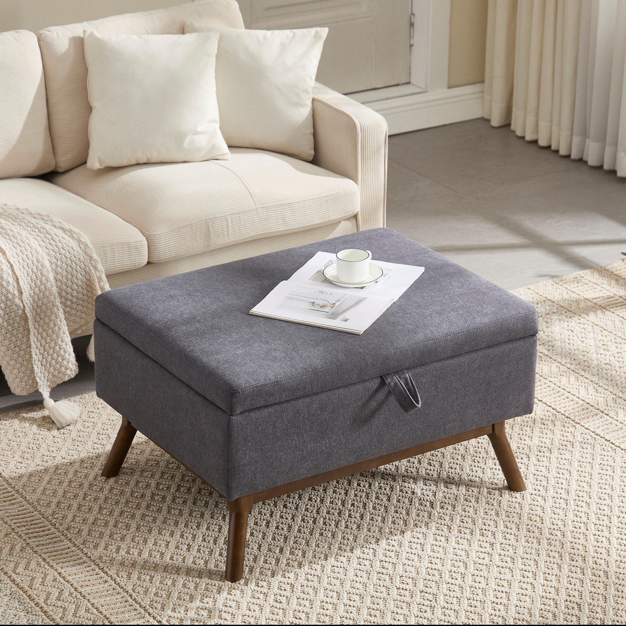 STILVORA Schuhbank mit sitzkissen,Mid-Century moderne Ottomane mit Stauraum günstig online kaufen