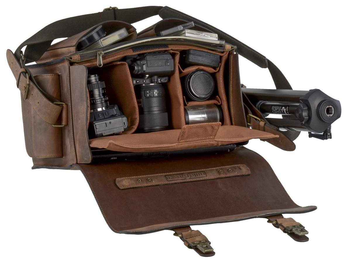 Ruitertassen Fototasche Camerabags, dickes Sattelleder, Kameratasche, DSLR, für Notebookfach mit