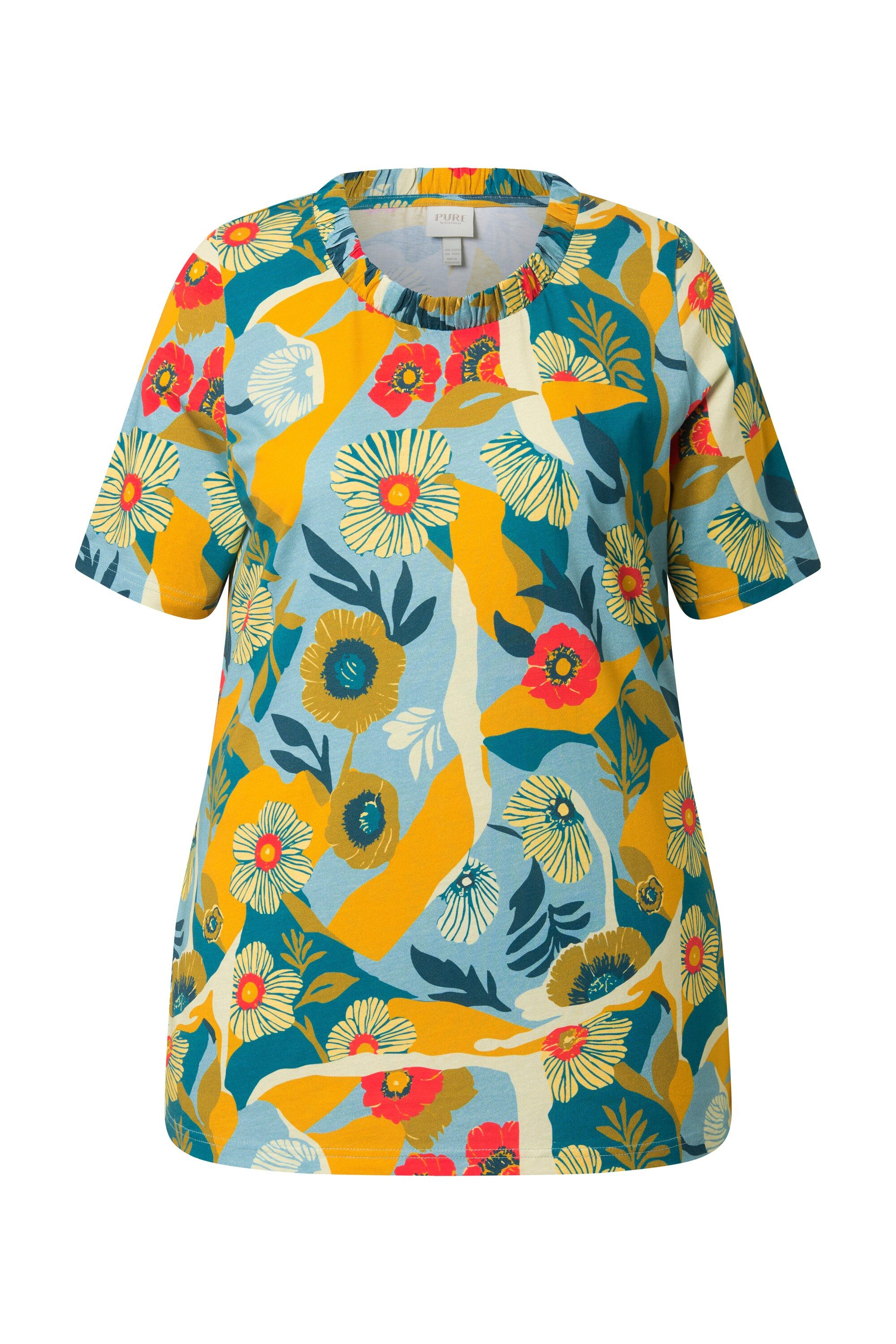 T-Shirt T-Shirt Blüten Rundhals Halbarm Biobaumwolle