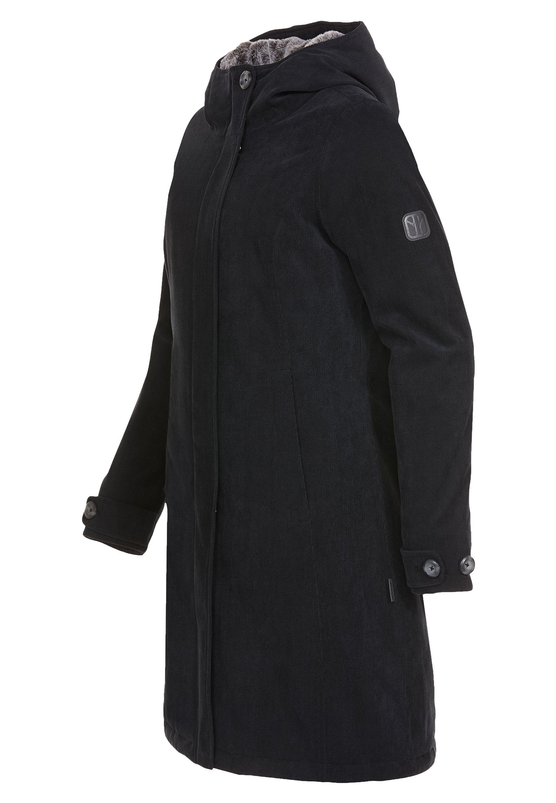 Elkline Winterjacke Glasgow Cord taillierte black warm wasserdicht - Passform anthra