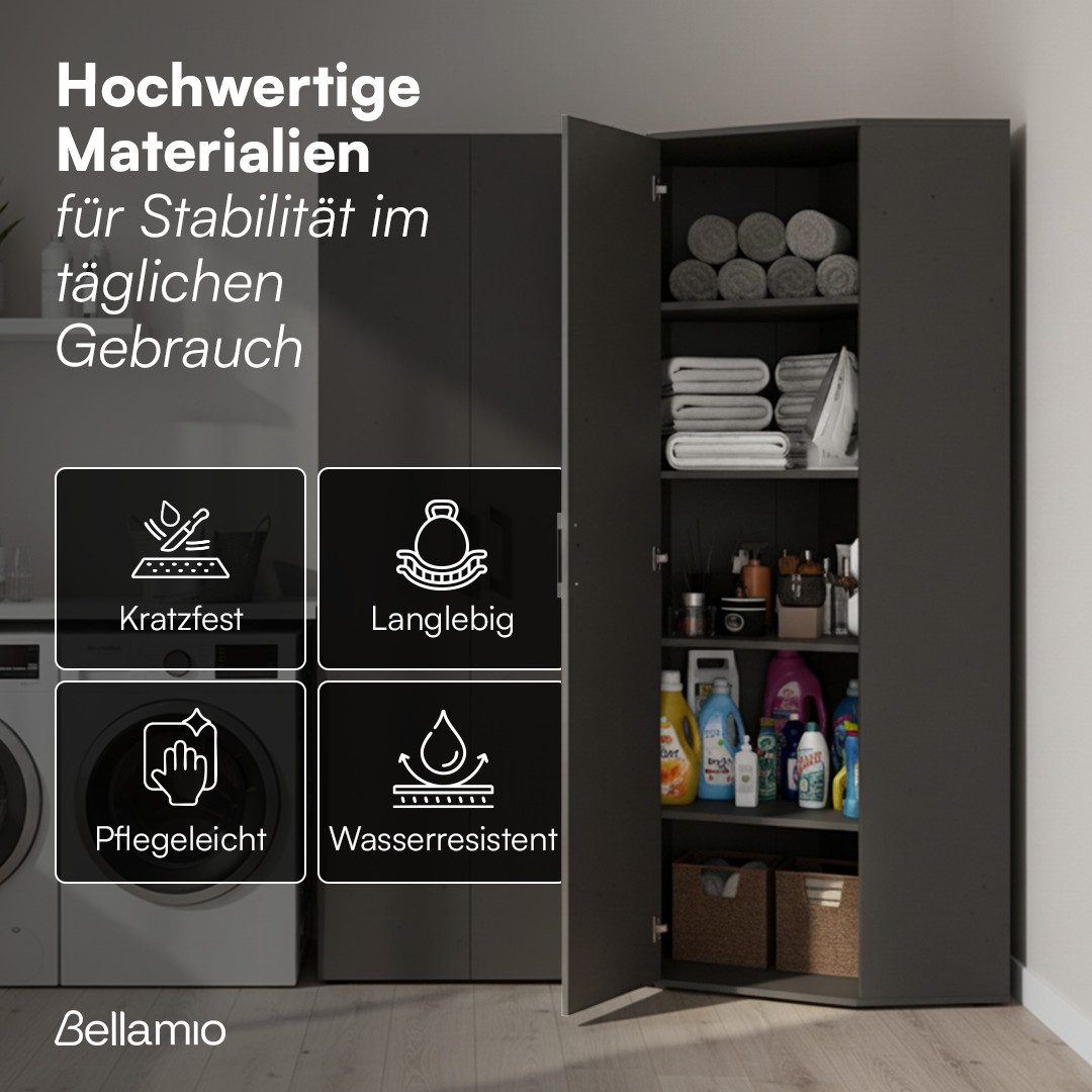 Bellamio Mehrzweckschrank Apol, Hochschrank aus Holz, Aufbewahrungsschrank (Schwarz) Eckschrank mit 1 Tür & 5 großen Fächern, robust & kratzfest – Bild 5 von 5