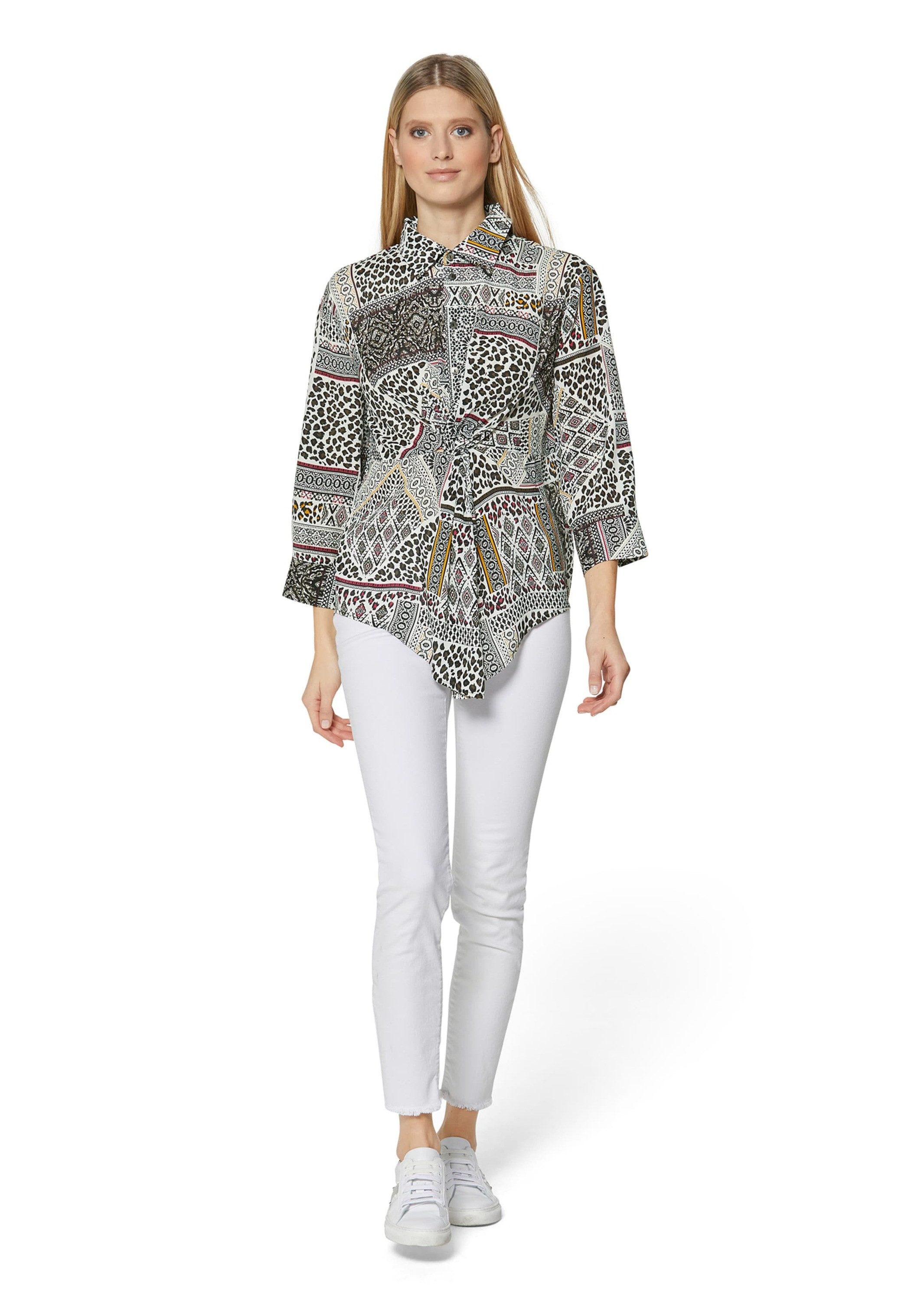 MADELEINE Hemdbluse Bedruckte Bluse mit Knoten-Effekt und 3/4-Ärmeln günstig online kaufen