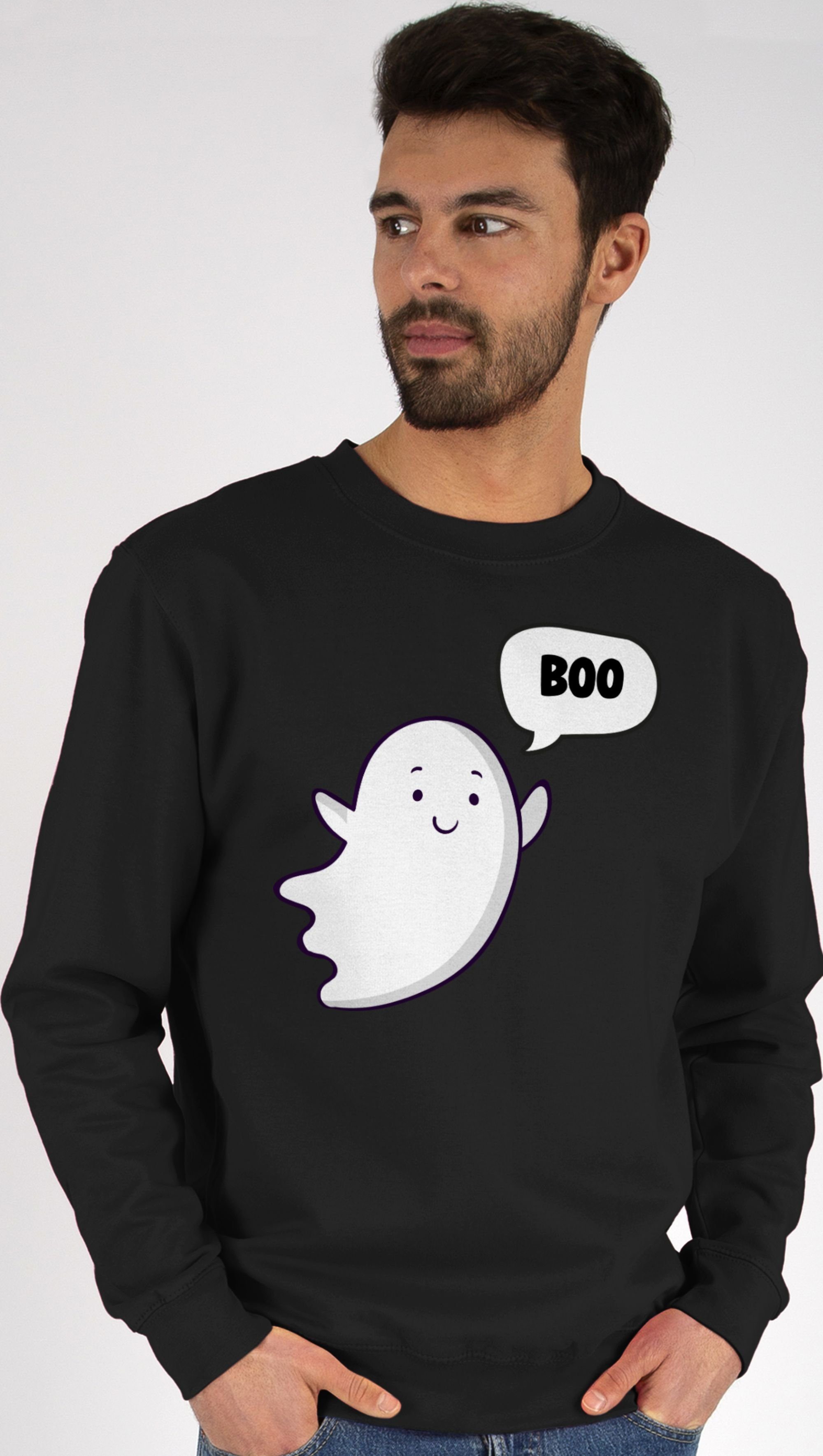 Shirtracer Sweatshirt Süßer kleiner Geist Geister Gespenst Ghost (1-tlg) Halloween Kostüme Herren 1 Schwarz