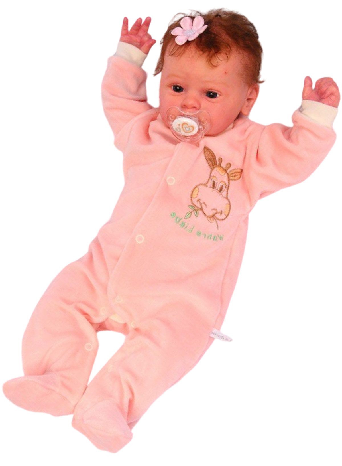 La Bortini Strampler Strampler Baby Overall Schlafanzug in Orange mit Giraffe weich, samt, 44 50 56 62 68 74 80