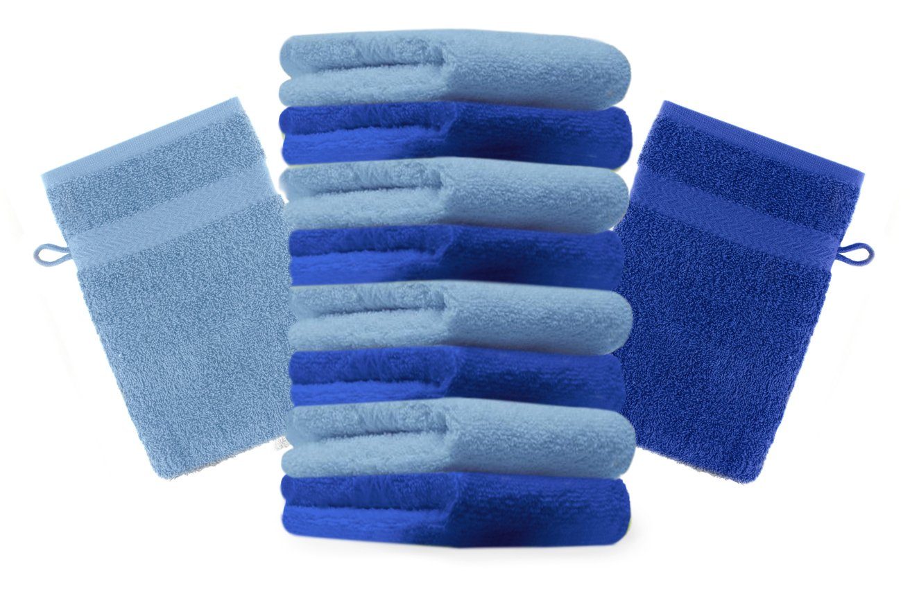Betz Waschhandschuh 10 Stück Premium 16x21 cm Farbe Royalblau und hellblau, Baumwolle (Set, 10-St)