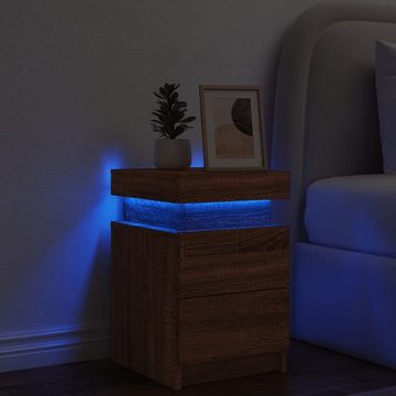 vidaXL Nachttisch Nachttisch mit LED-Leuchten Braun Eiche-Optik 35x39x55 cm (1-St)