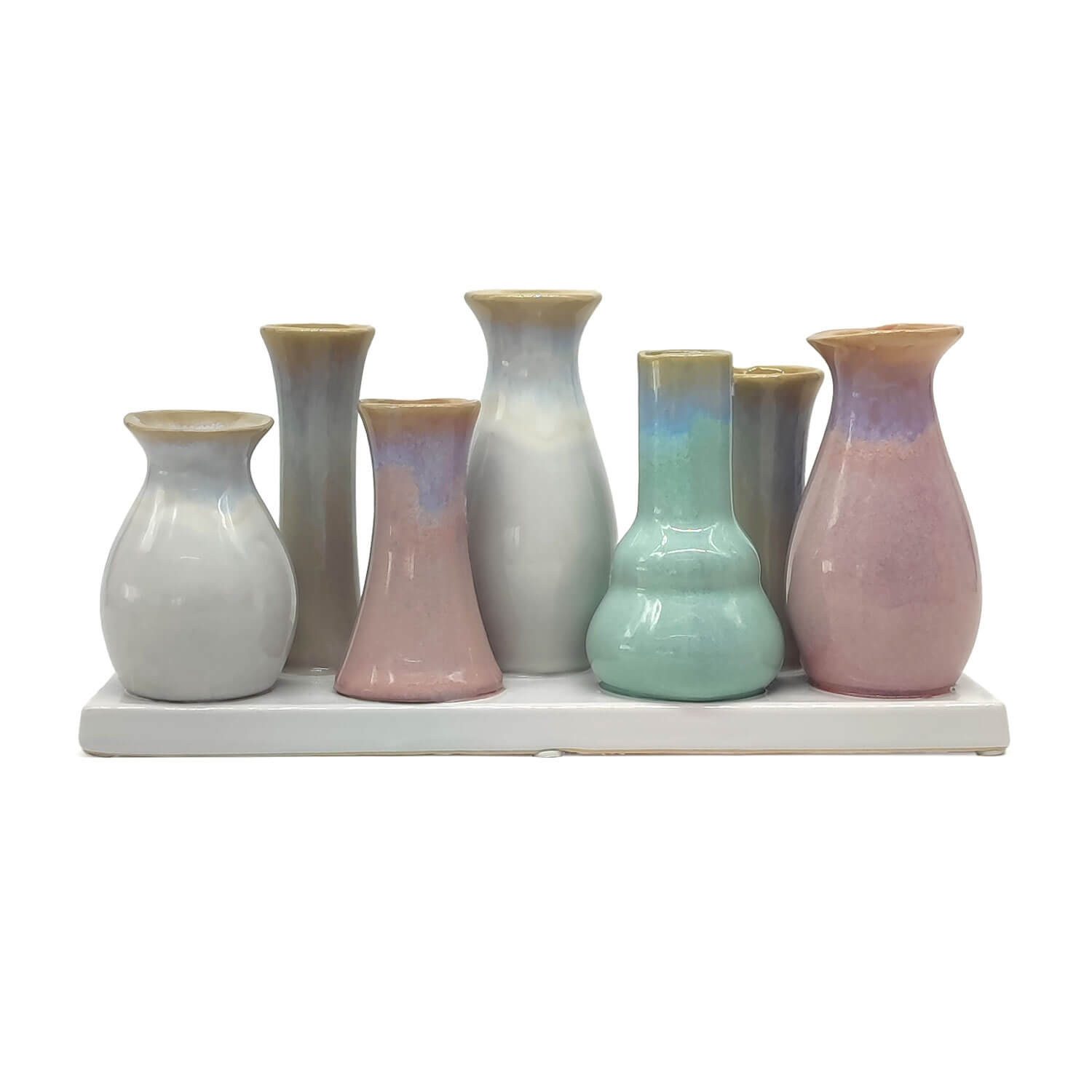 MEA LIVING Tischvase MEA-Living Väschen GROß auf Tablett (1 Tablett mit 7 Väschen), spülmaschinengeeignet