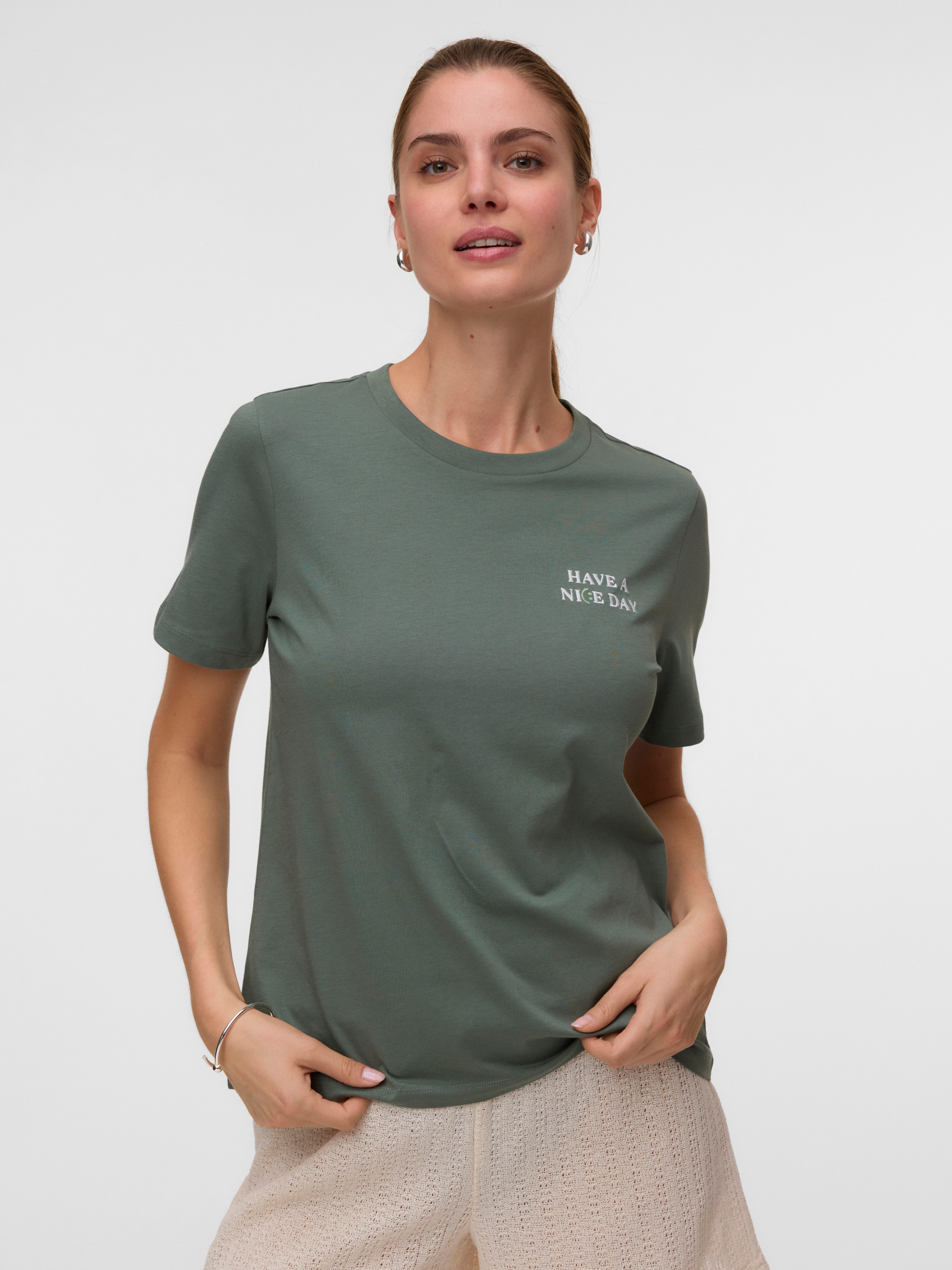 Vero Moda Kurzarmshirt VMSIGRID PAULINA SS TOP BOX JRS Baumwolle, regular fit