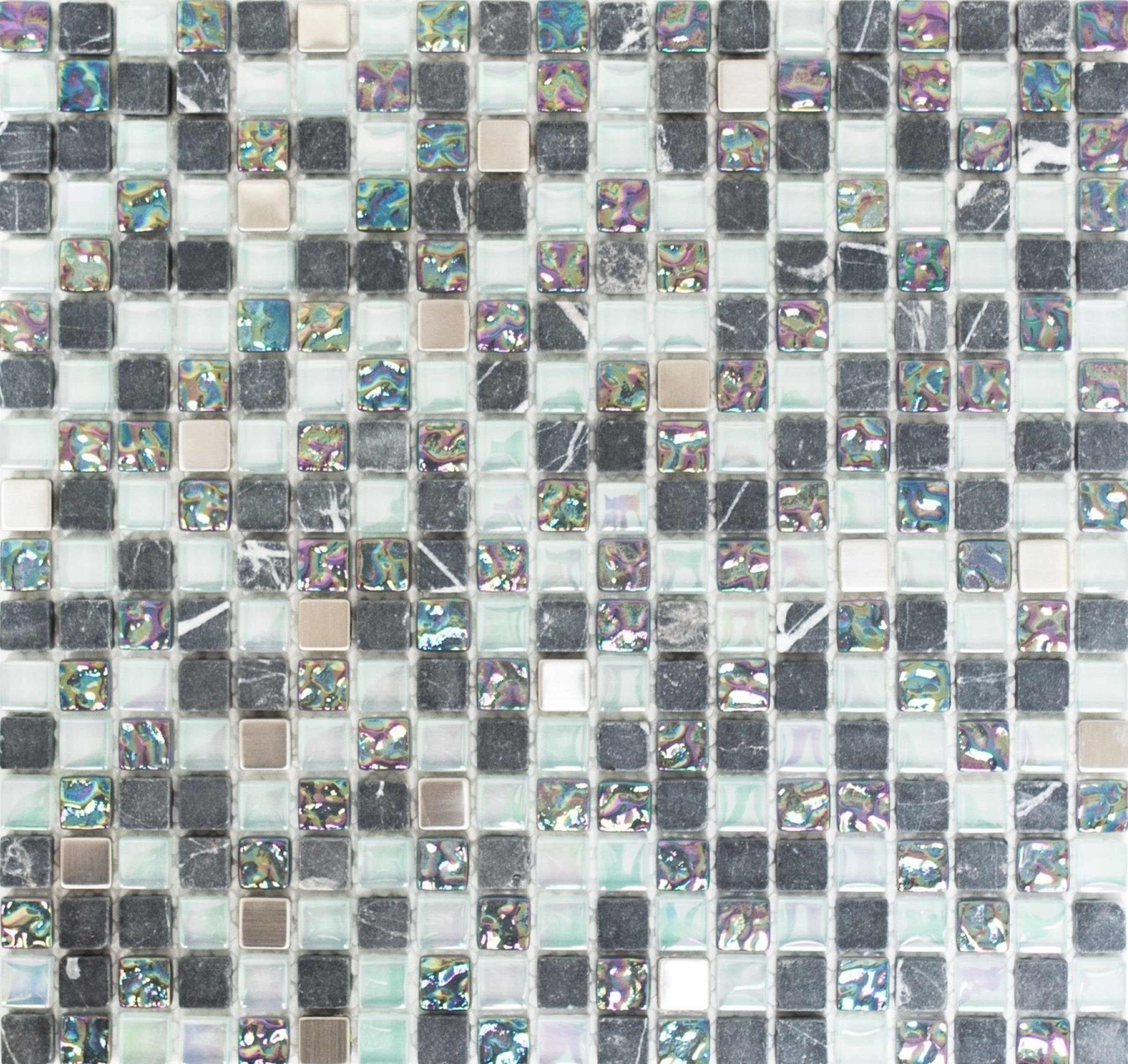 Mosani Mosaikfliesen Glasmosaik Mosaikfliese Edelstahl grau anthrazit Spritzschutz