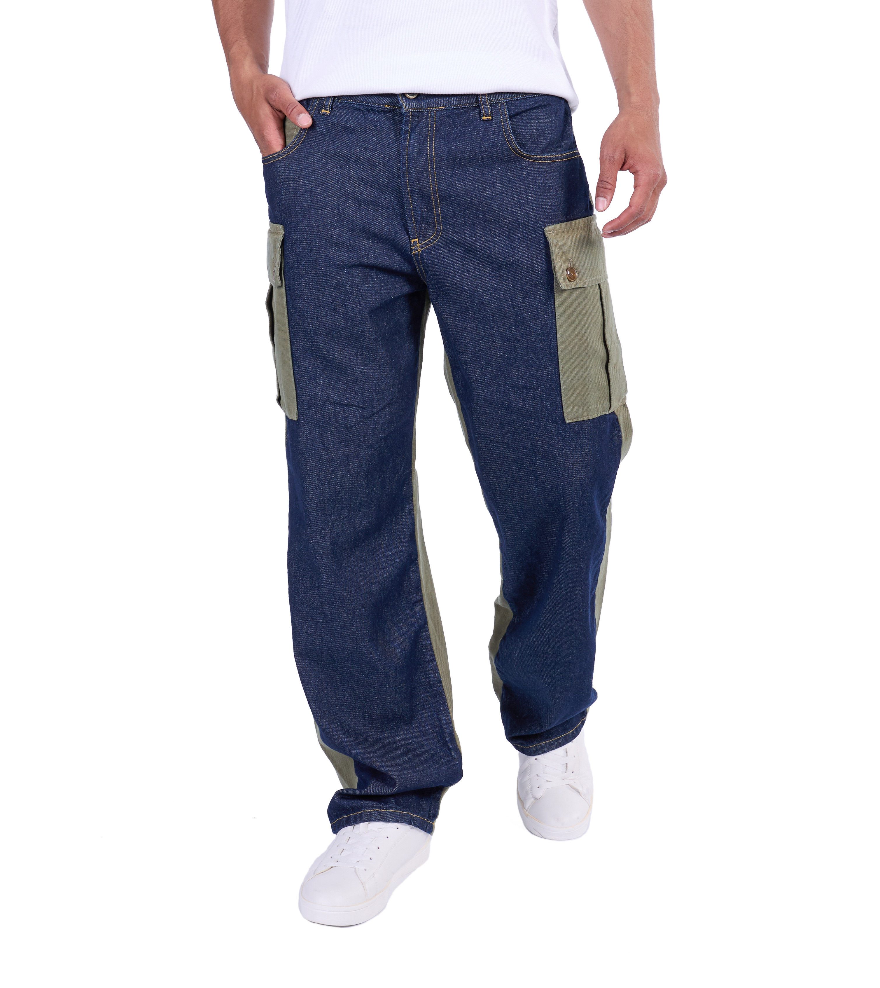 KINGZ Cargohose Baggy Cargohose im Farb-Blocking-Design günstig online kaufen
