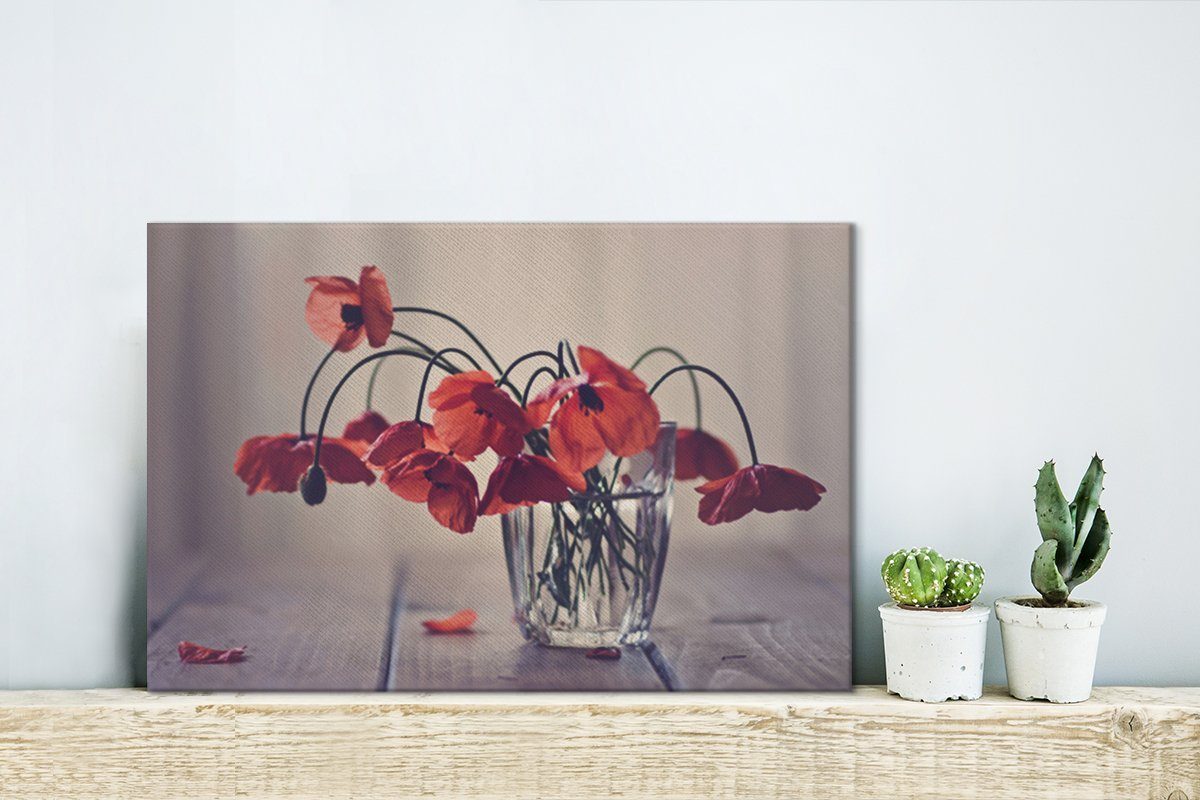 OneMillionCanvasses® Leinwandbild Blumenstrauß Mohnblumen, 30x20 Aufhängefertig, Wandbild aus cm Wanddeko, St), (1 Leinwandbilder