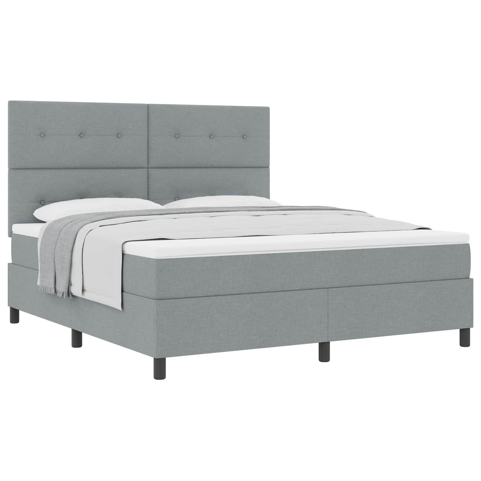 Bett Boxspringbett mit Kopfteil Hellgrau 180 x 200 cm Stoff