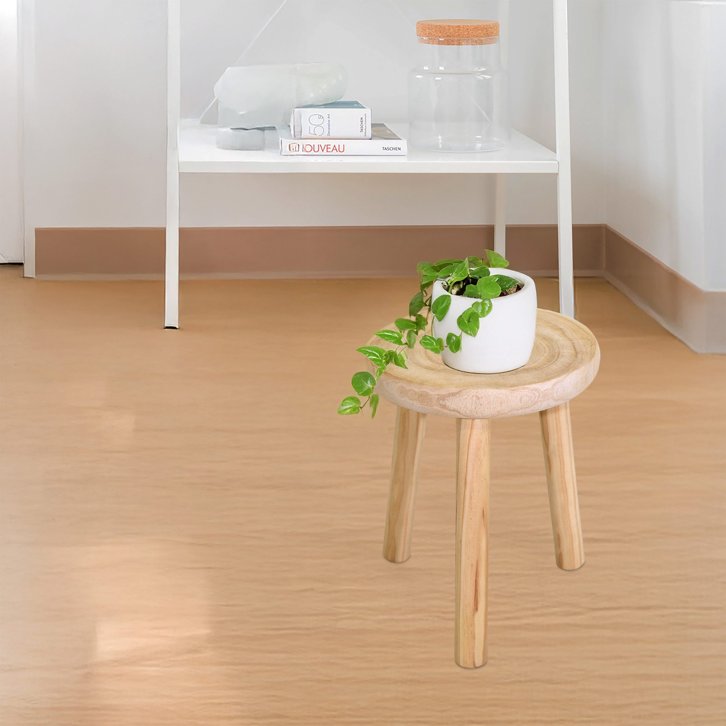 Spetebo Blumenhocker aus Holz mit 3 Beinen - rund naturbelassen (Größe wählbar, 1 St., Ø 30 cm / Ø 35 cm), stabiler Stand auf 3 Beinen – Bild 5 von 5