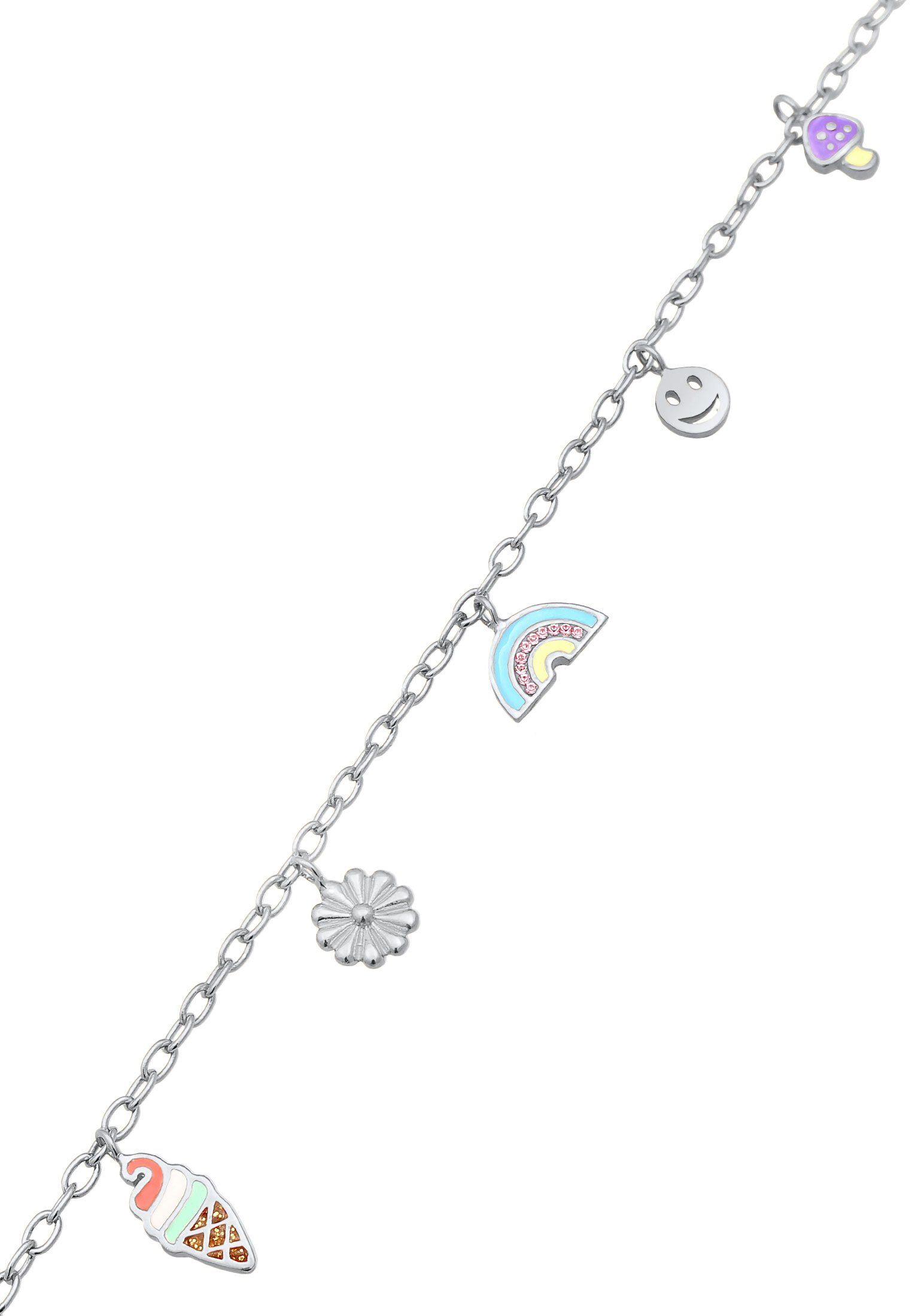925 Silber, Pilz Armband Smiling Blume Anhänger Eis Elli Blume Emaille