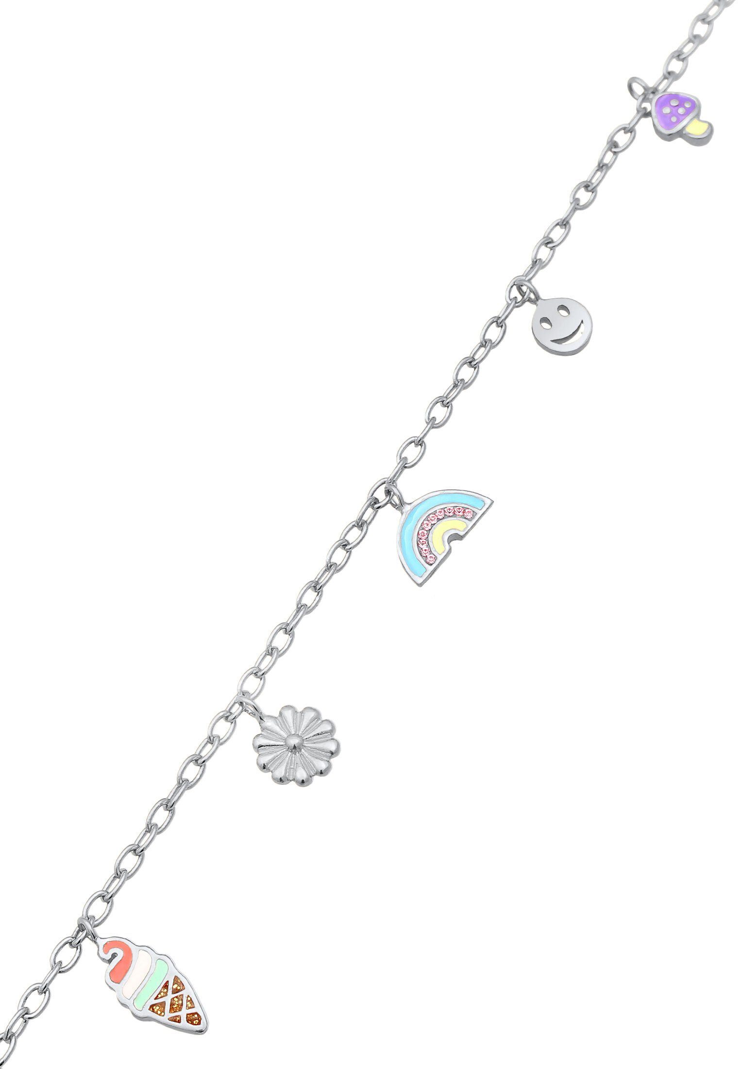 Elli Armband Smiling Anhänger Blume Eis Emaille Blume 925 Silber, Pilz