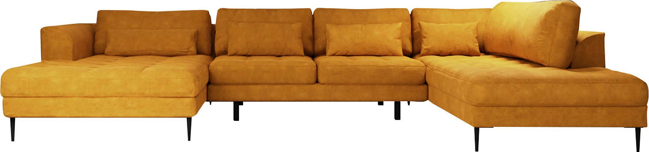 TRENDMANUFAKTUR Wohnlandschaft Luzi, gemütliches Sofa, extra viel Platz, viele Kissen, OTTOs Choice, Designsofa mit tollem Sitzkomfort, Metallfüße schwarz, Breite 361 cm