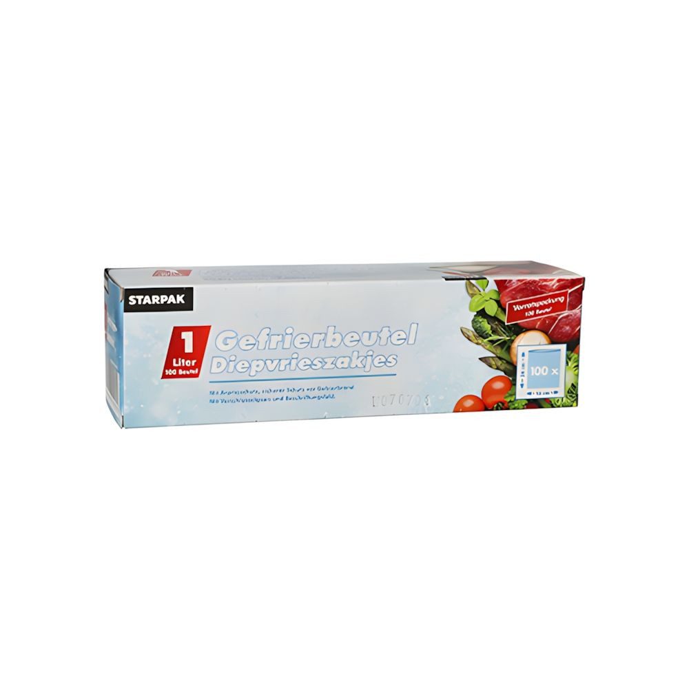 PAPSTAR Gefrierbeutel 1200 x Gefrierbeutel LLDPE 1 l 24 x 16 cm transparent in Faltschachtel