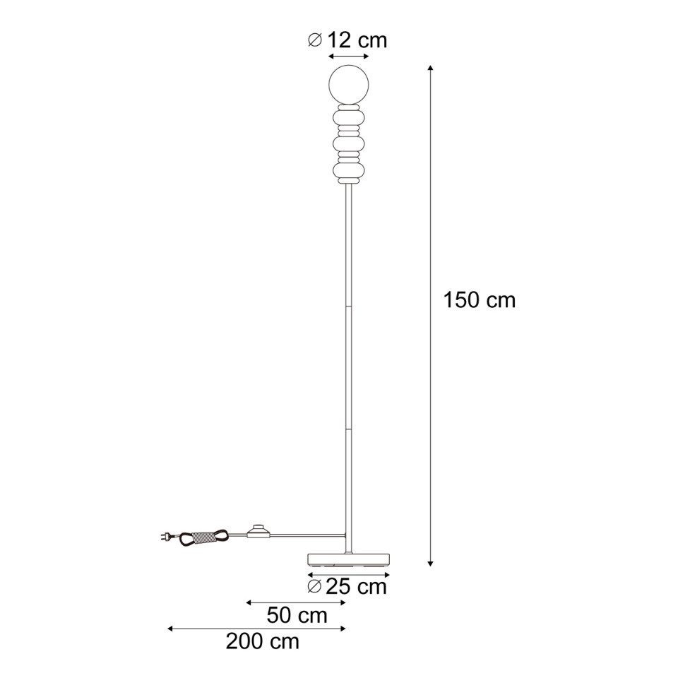 Qazqa Stehlampe Fedde, ohne Leuchtmittel, Extra-Warmweiß, QAZQA Stehlampe, Gelb, Stahl, Retro
