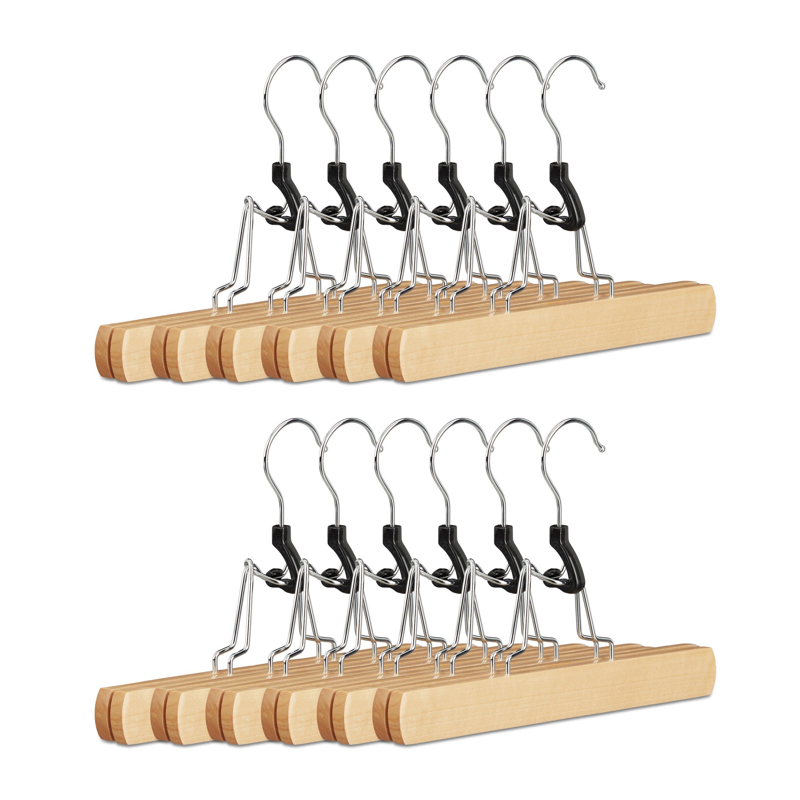 relaxdays Kleiderbügel Hosenspanner Holz 12er Set günstig online kaufen